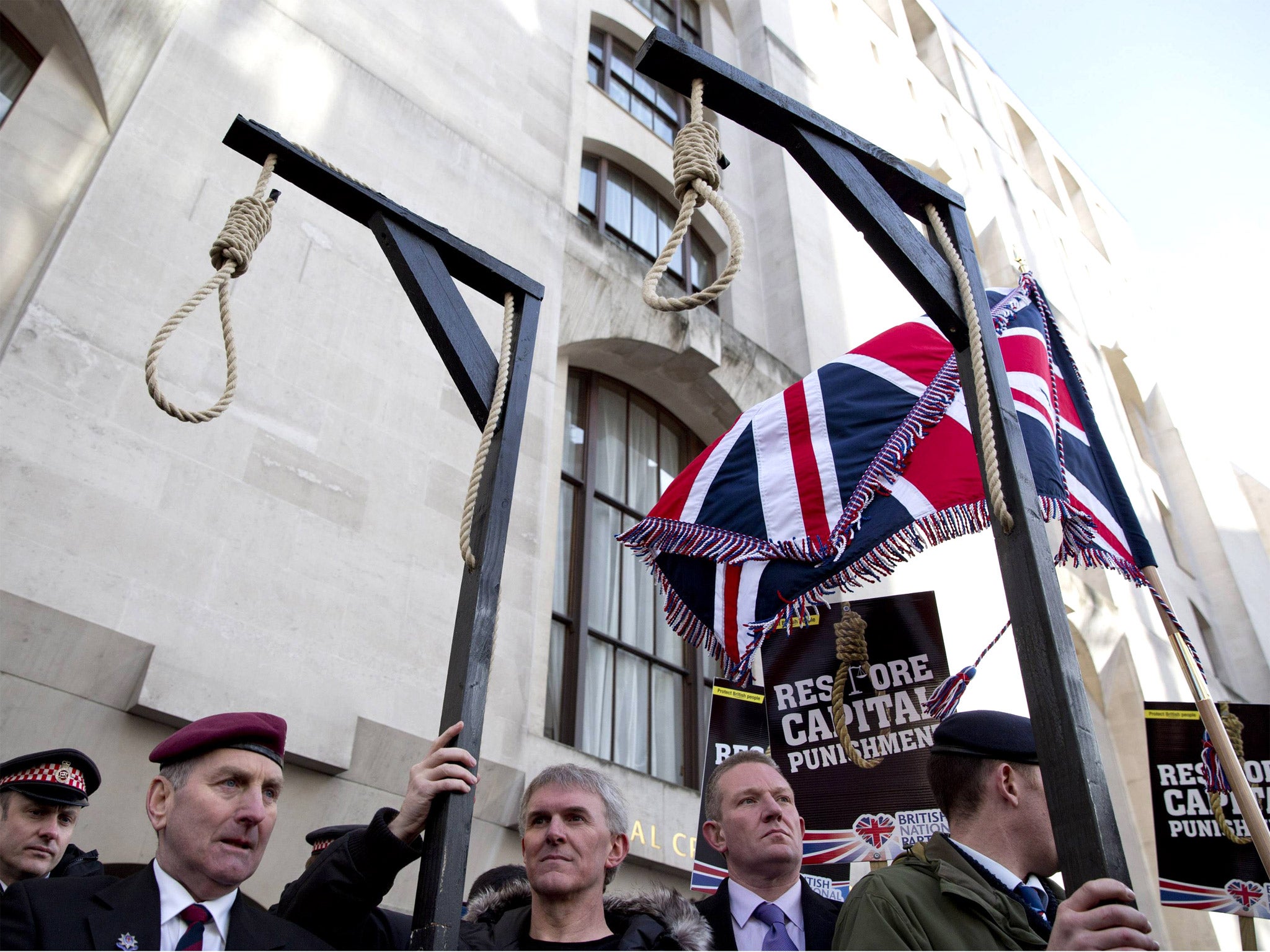 Far-right protesters outside the court