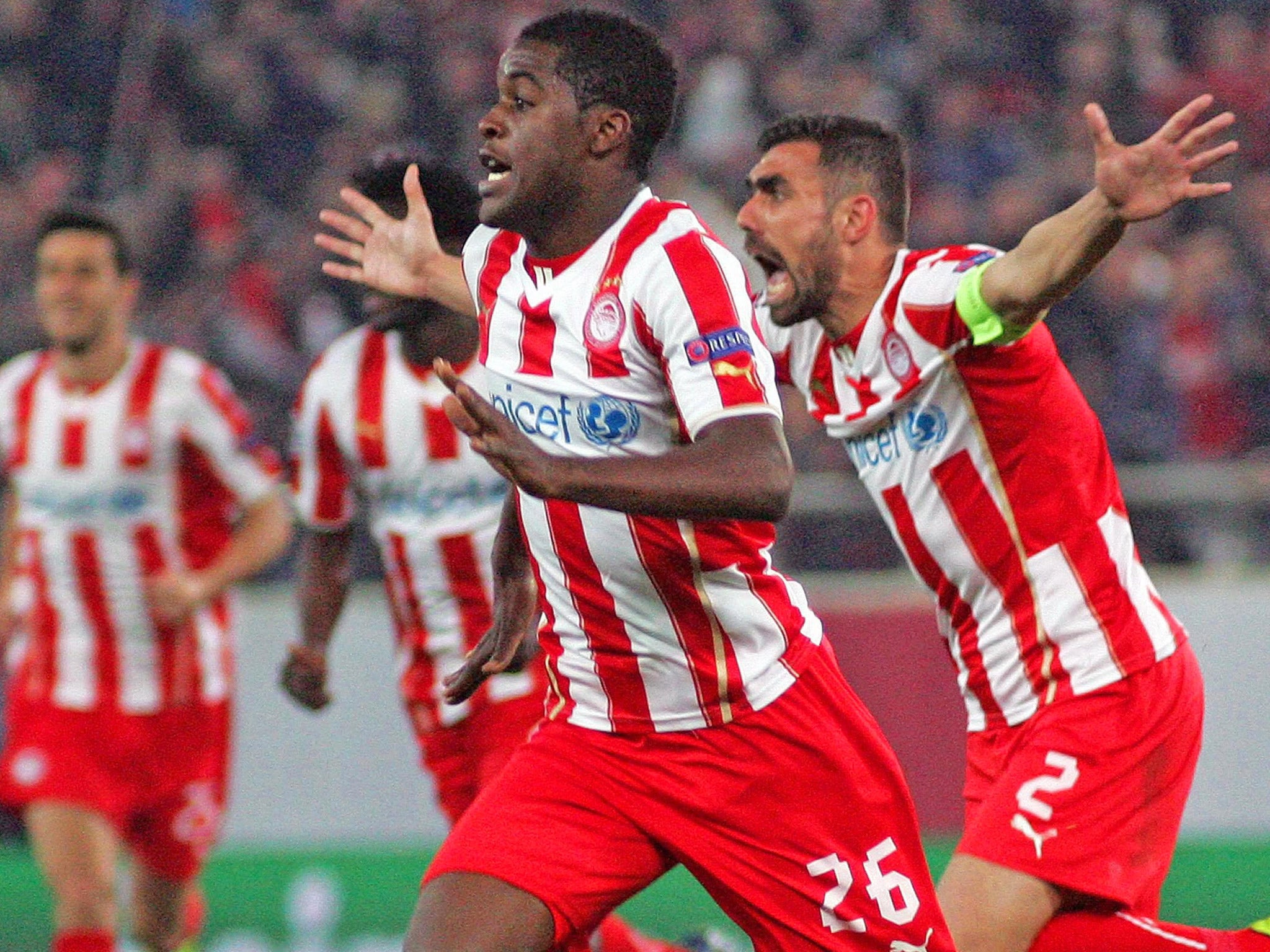 Joel Campbell is currently on loan at Olympiakos but wants to return to Arsenal next season