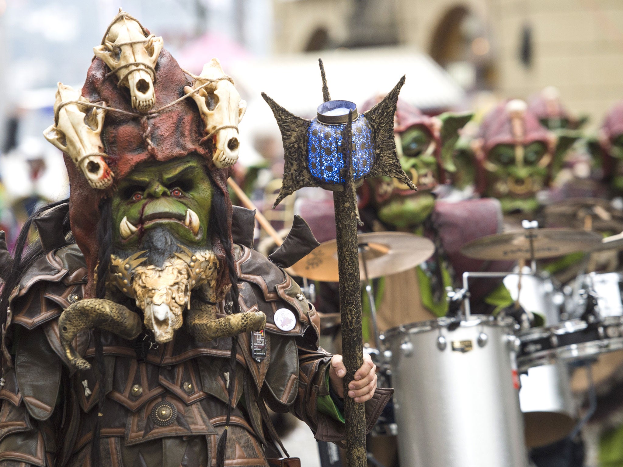 Strange characters with fantastic masks and costumes parade along the narrow streets while groups of carnival musicians blow their instruments in joyful cacophony and thousands of bizarrely clad people dance away the spirits of winter