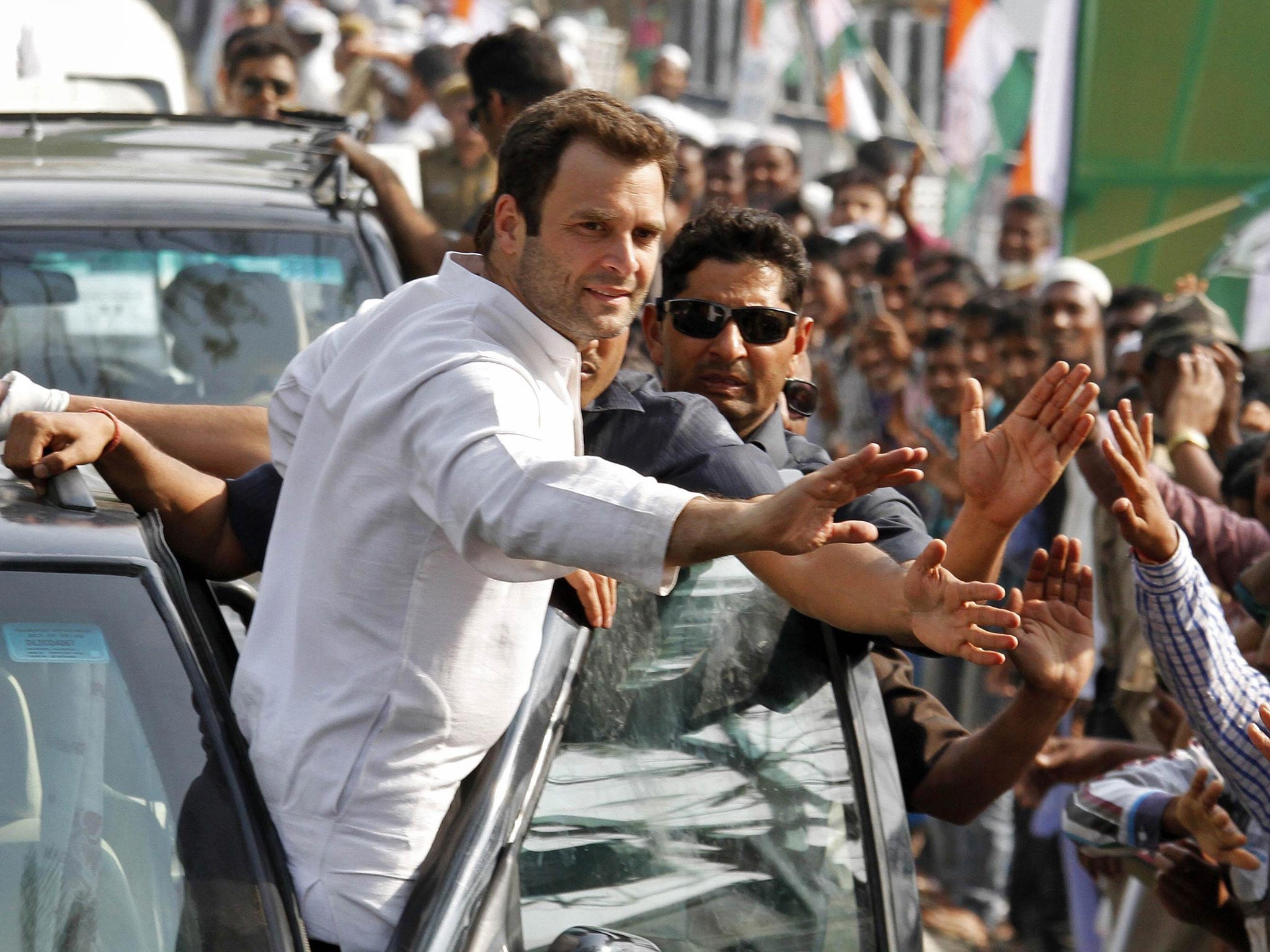 Rahul Gandhi (L), India’s ruling Congress party vice president and son of Congress chief Sonia