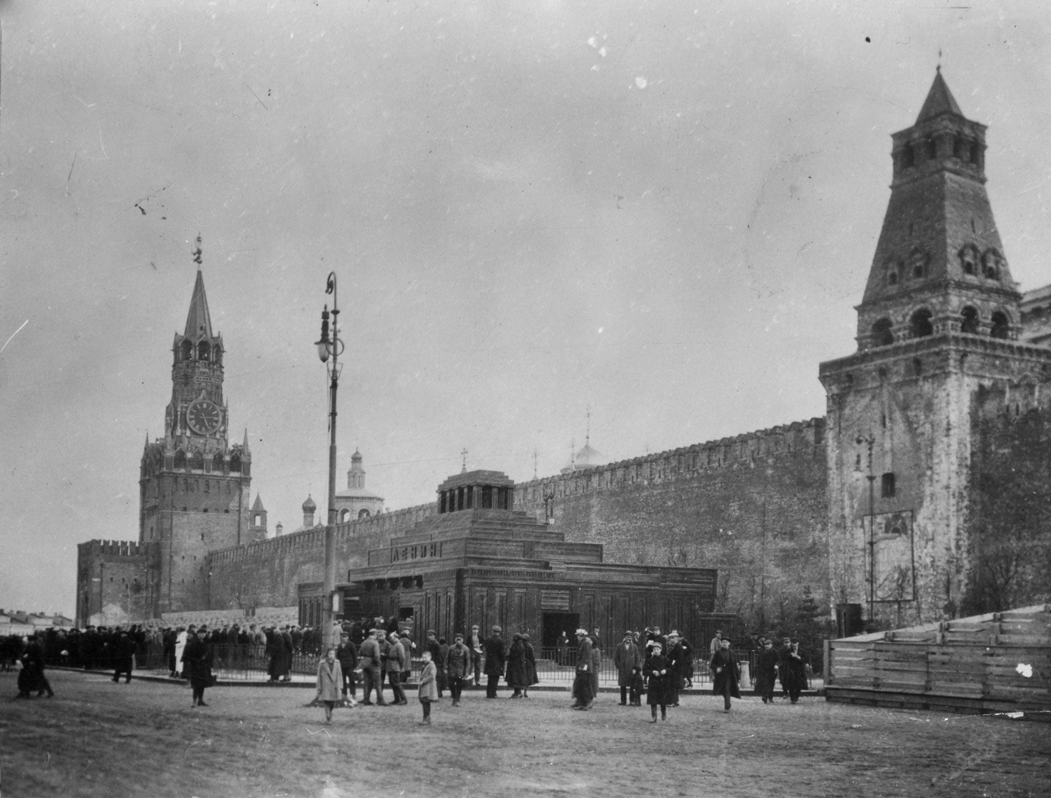 Soviet era: crowds outside Lenin's tomb, Red Square, Moscow