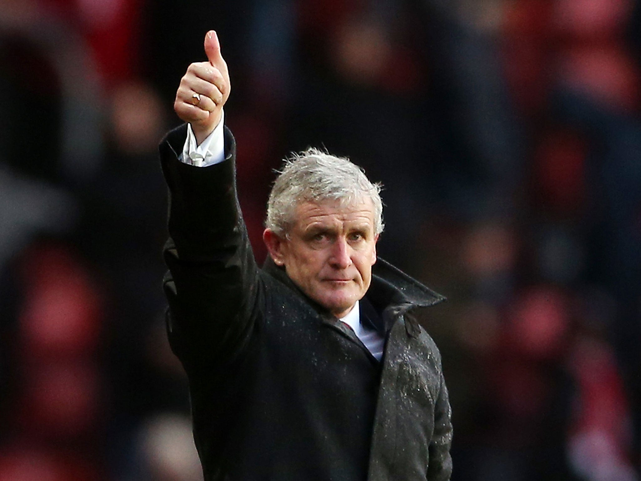 Mark Hughes gives the thumbs up from the touchline