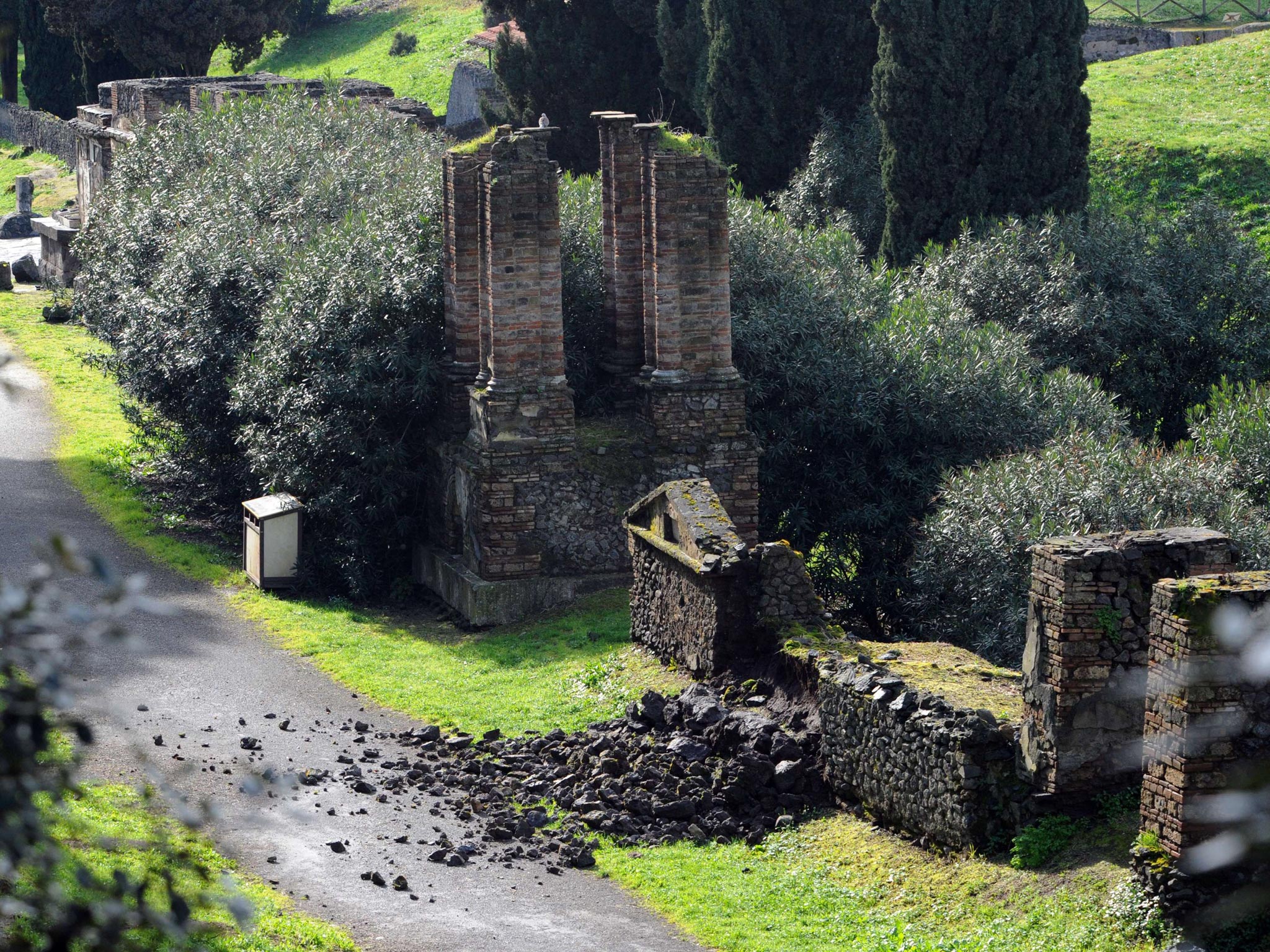 Bad weather was blamed for damage to the Porta Nocera cemetery