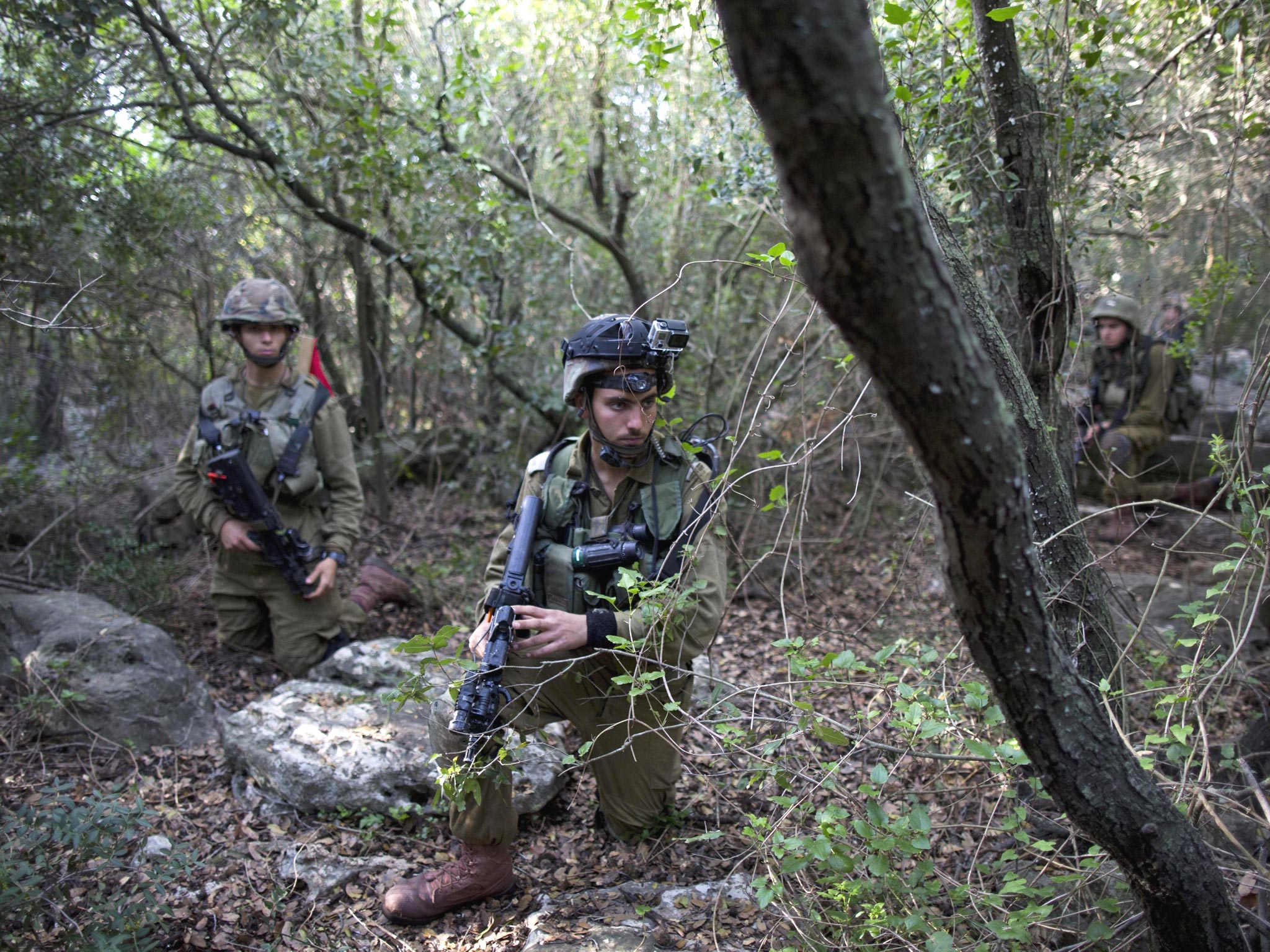 Israeli soldiers training in Israel’s northern El Yakim base last week. The mock Lebanese village was set up to prepare for warfare against Hezbollah. Israel has raised its level of alert on the border with Lebanon