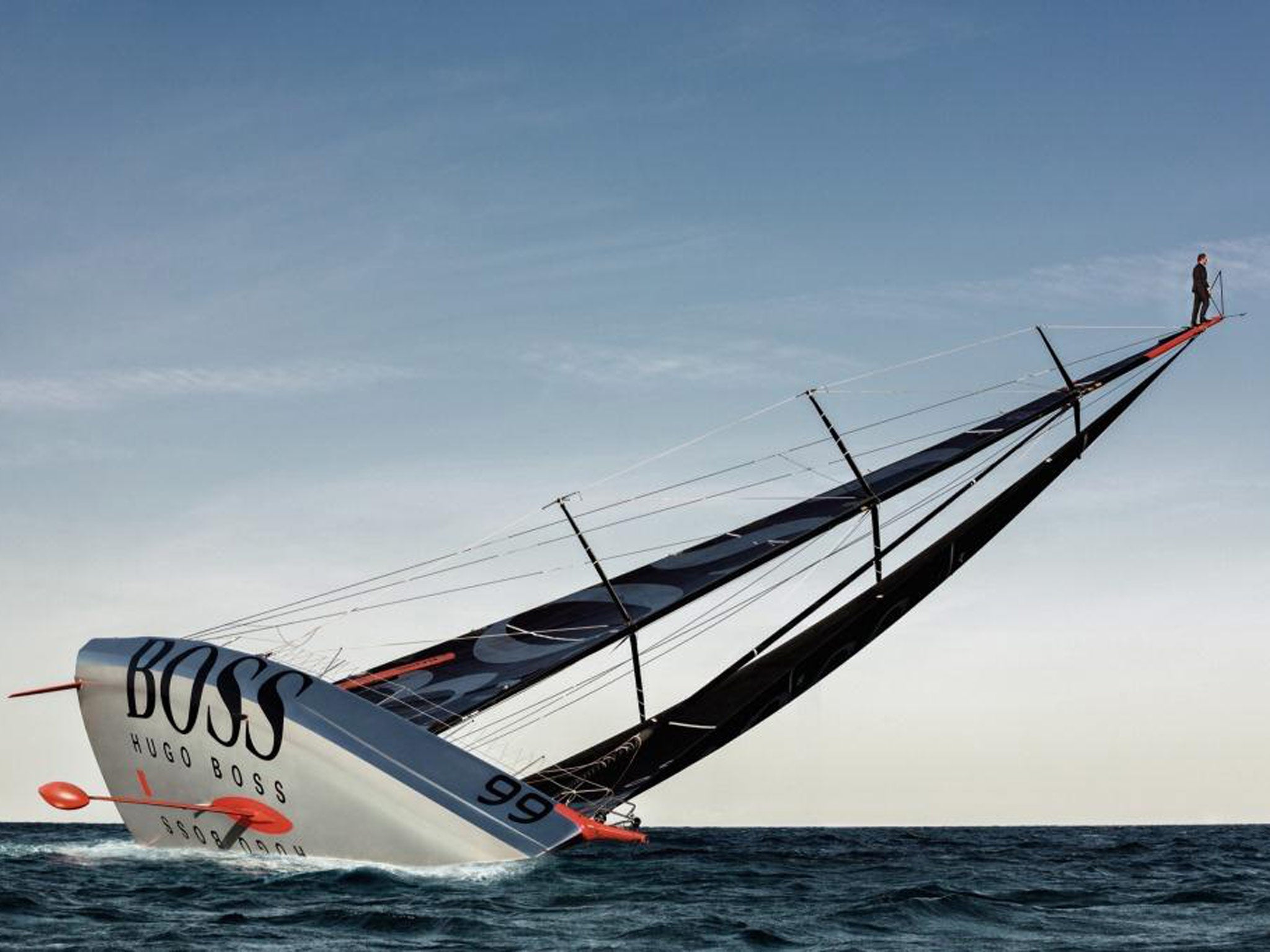 Alex Thomson performs a stunt