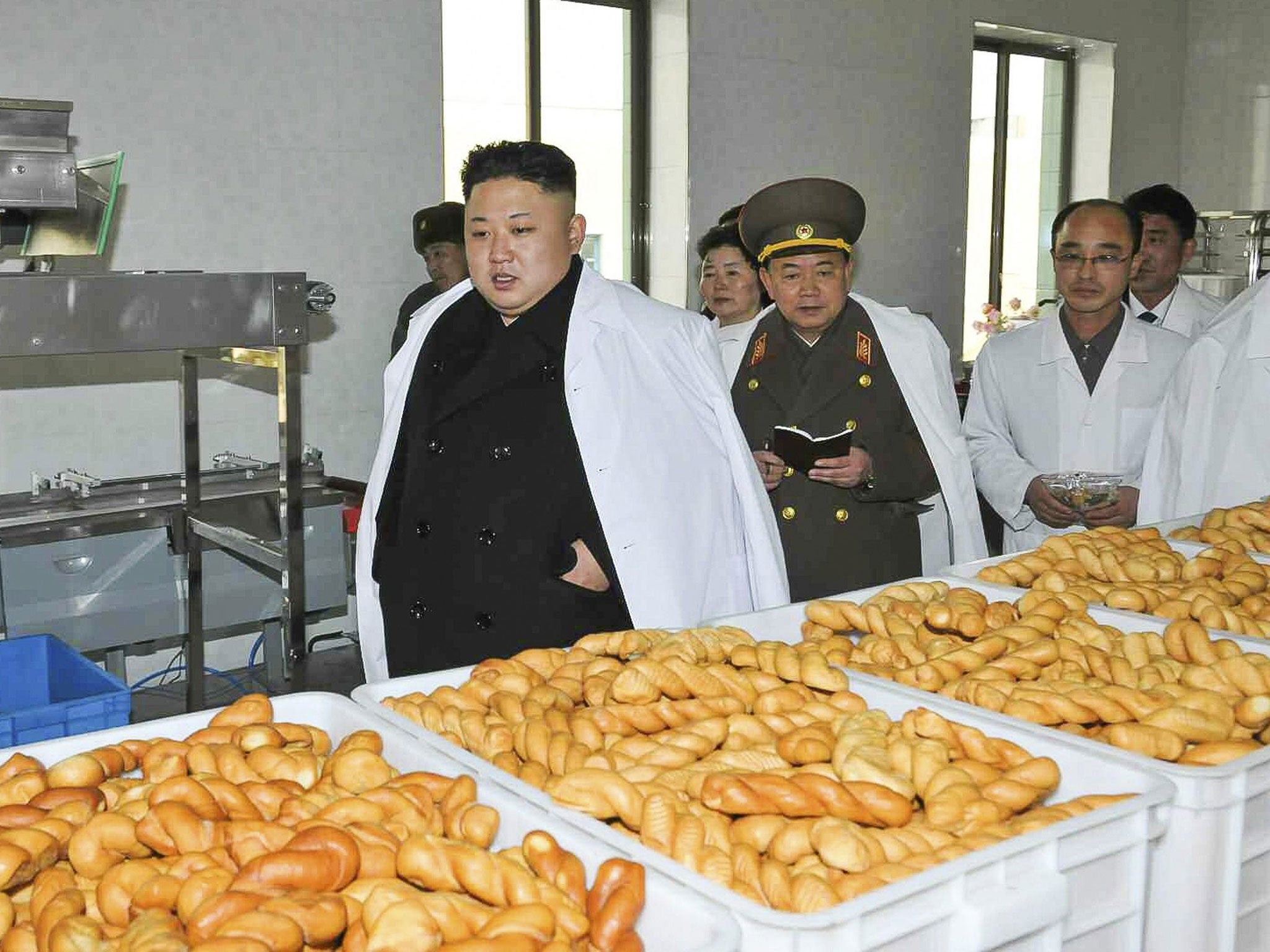 Kim Jong-un visits a food manufacturer for North Korean soldiers