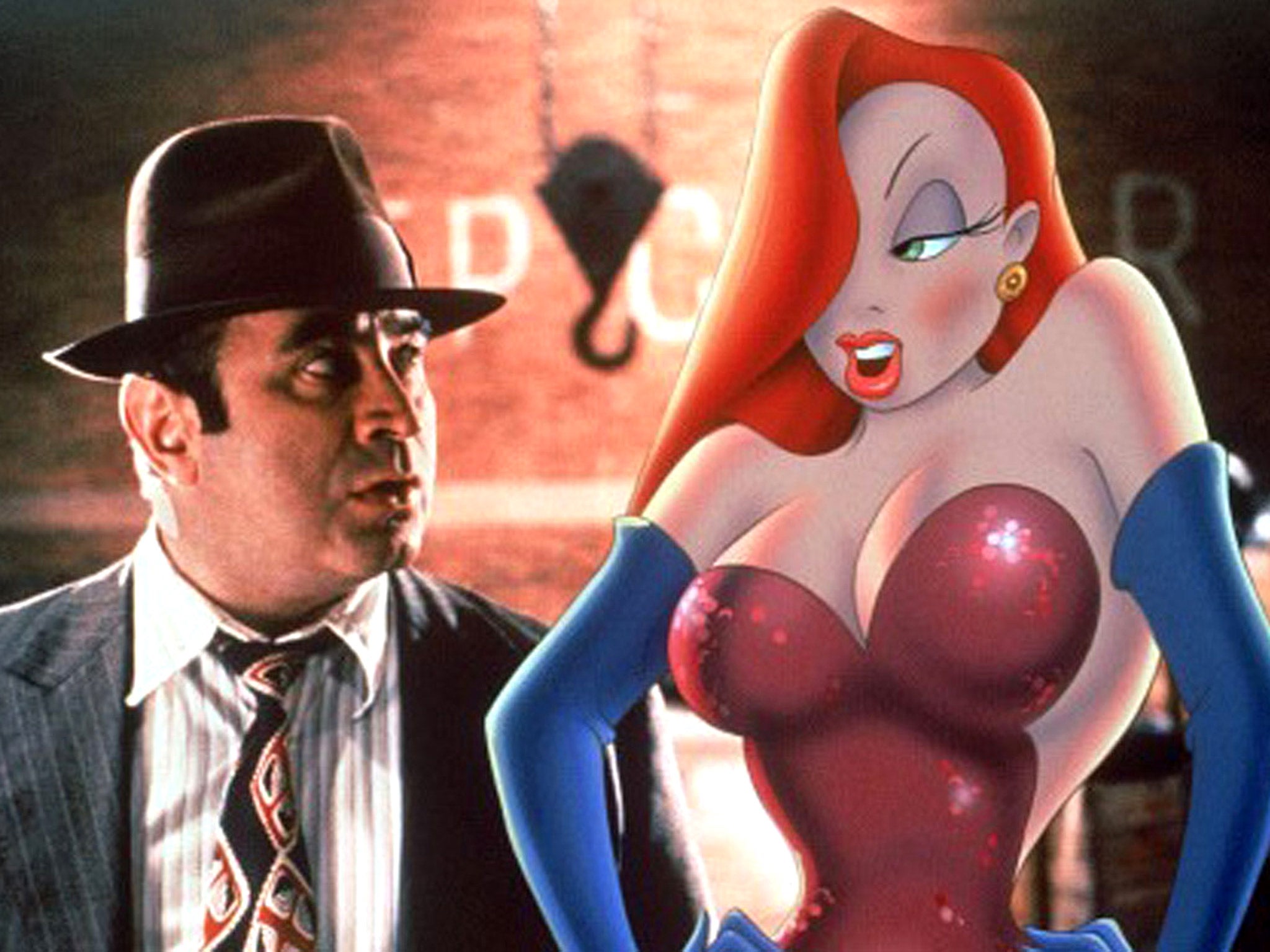 'I'm not bad. I was just drawn that way': Jessica Rabbit alongside Bob Hoskins in 1988's 'Who Framed Roger Rabbit'