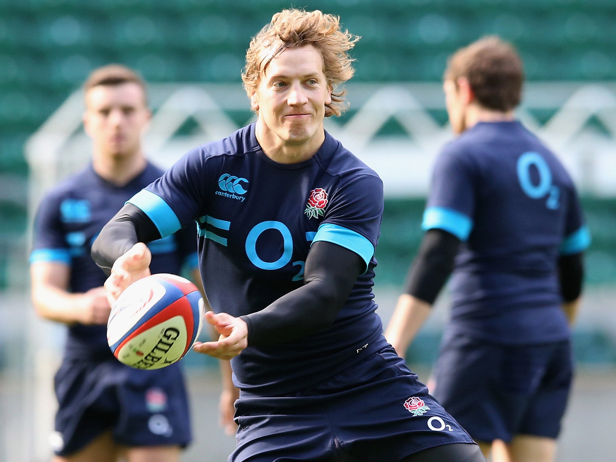 Billy Twelvetrees in training at Twickenham ahead of England’s clash with Wales this weekend