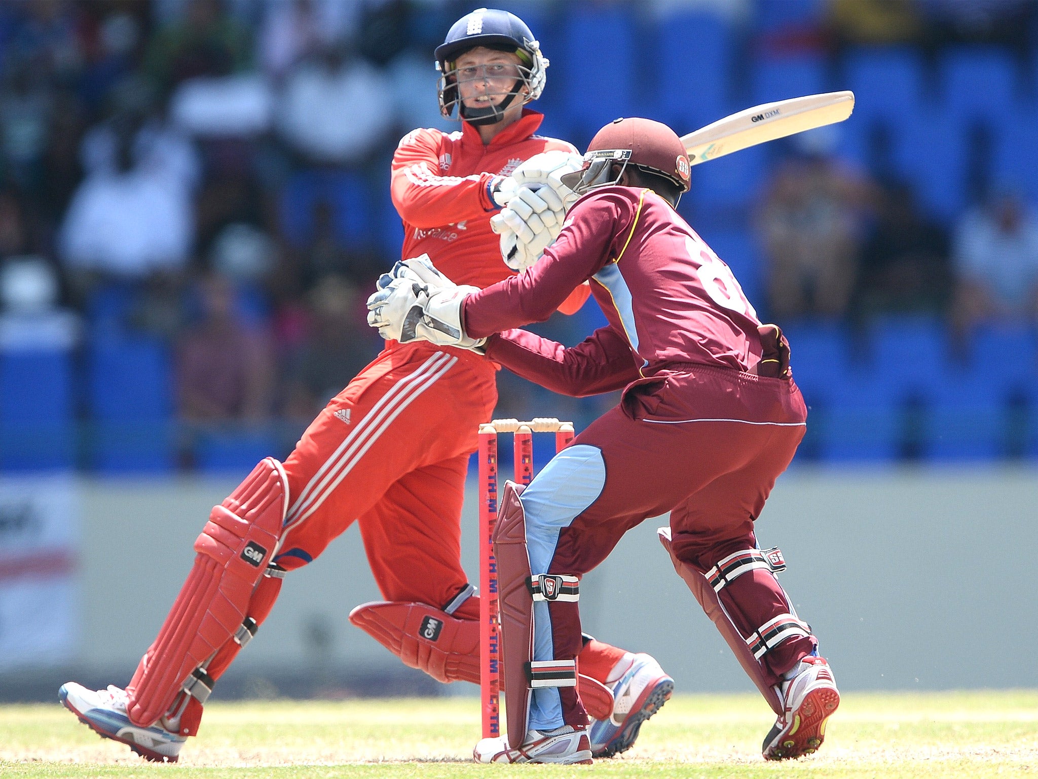 Joe Root on his way to a century in Antigua