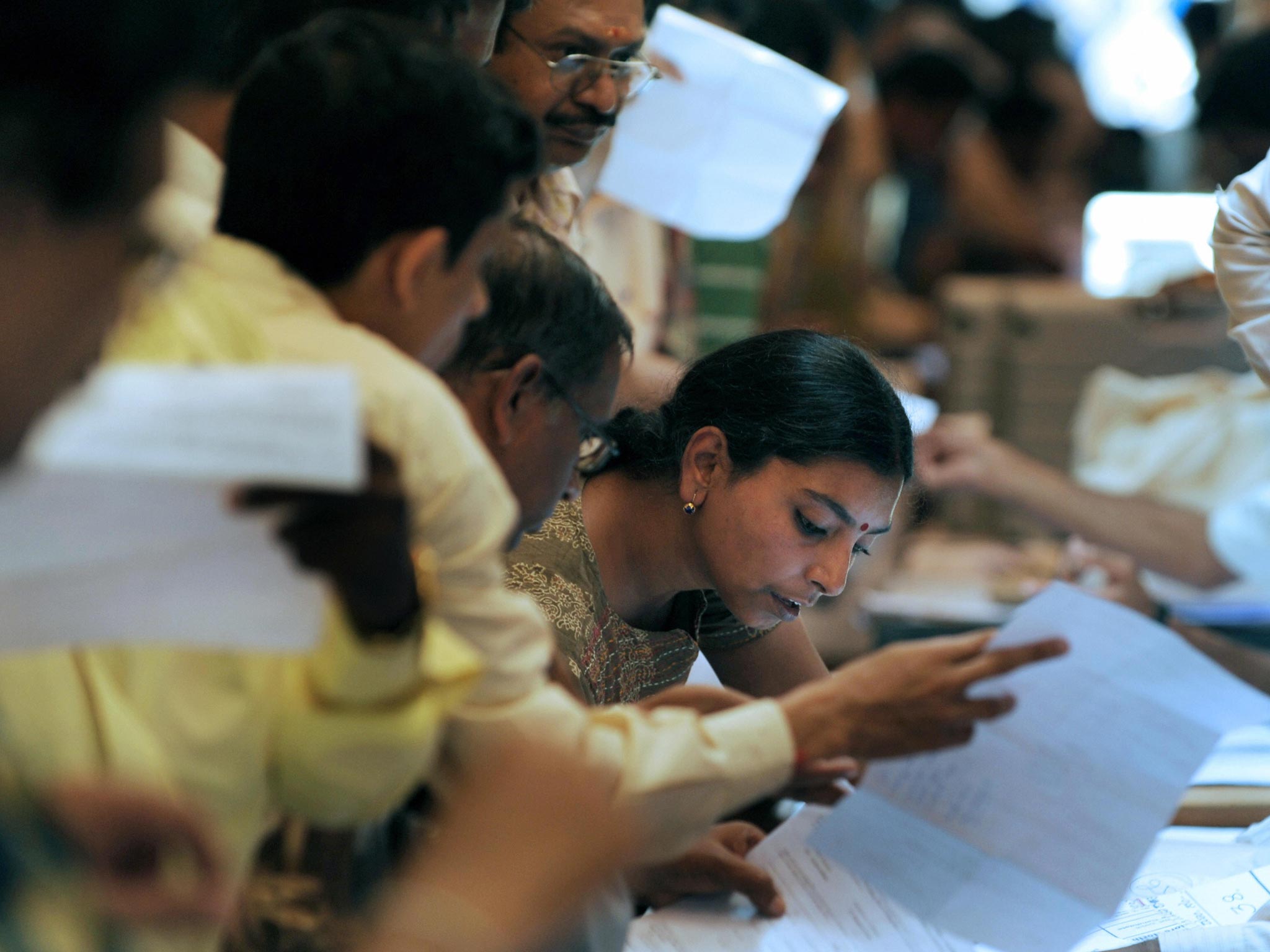 Indian government officials on election duty