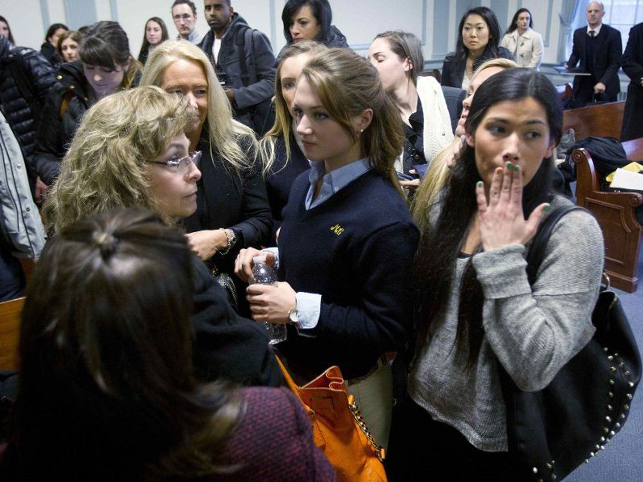 Rachel Canning with friends in court