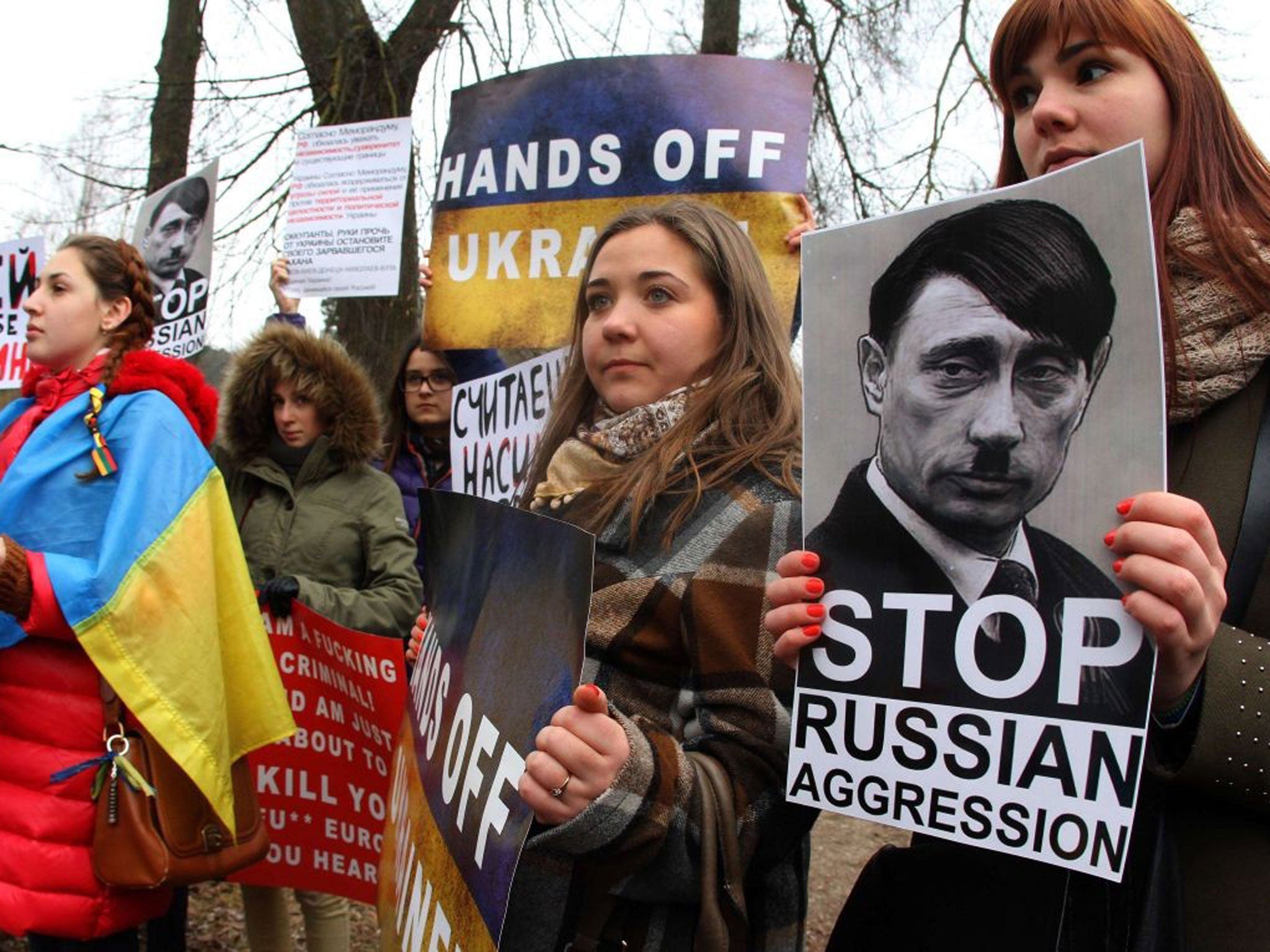 Not just the states: Anti-Putin protesters in Vilnius, Lithuania last week