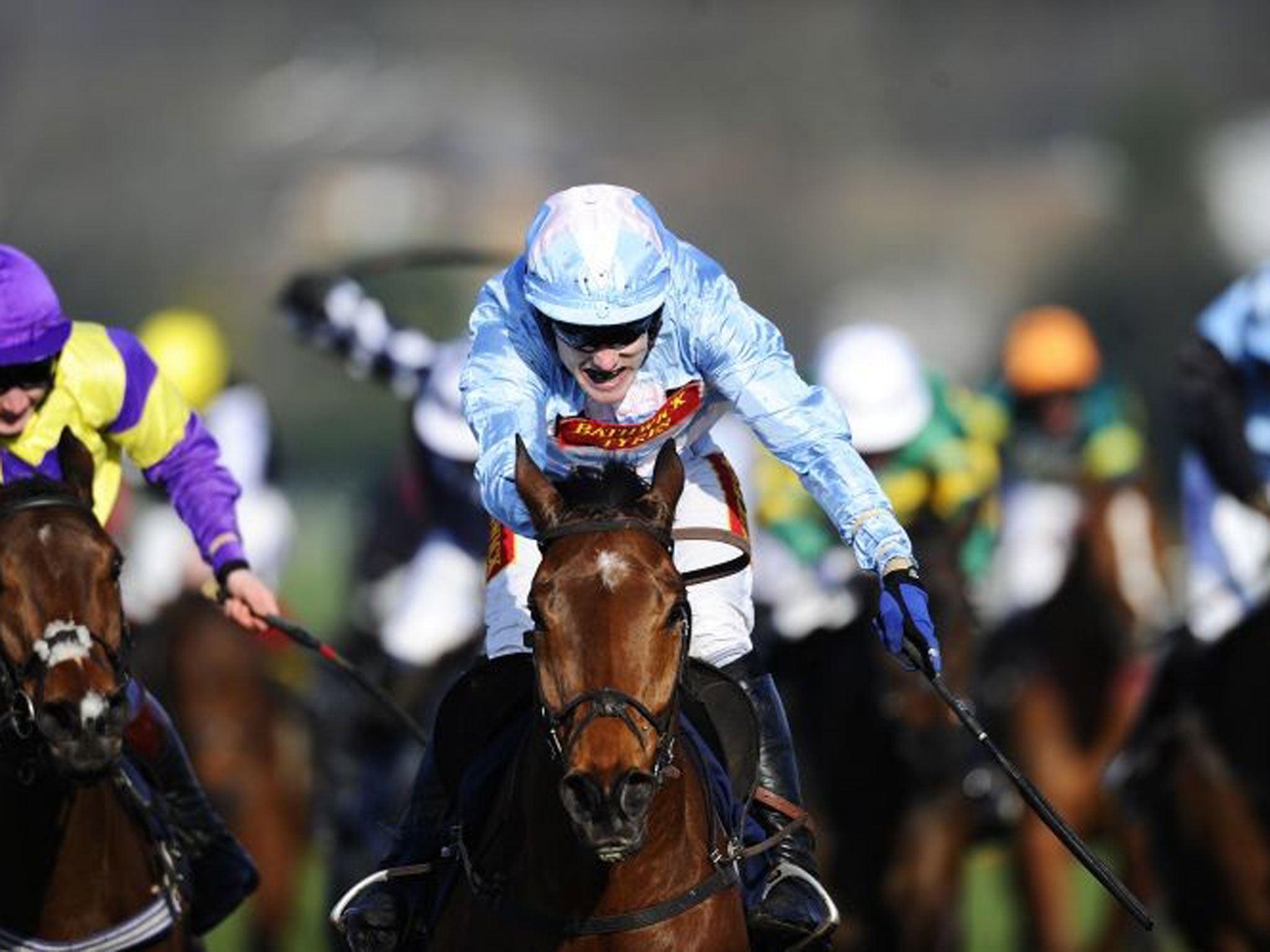 Baltimore Rock was trainer David Pipe’s third winner of the two-mile handicap hurdle