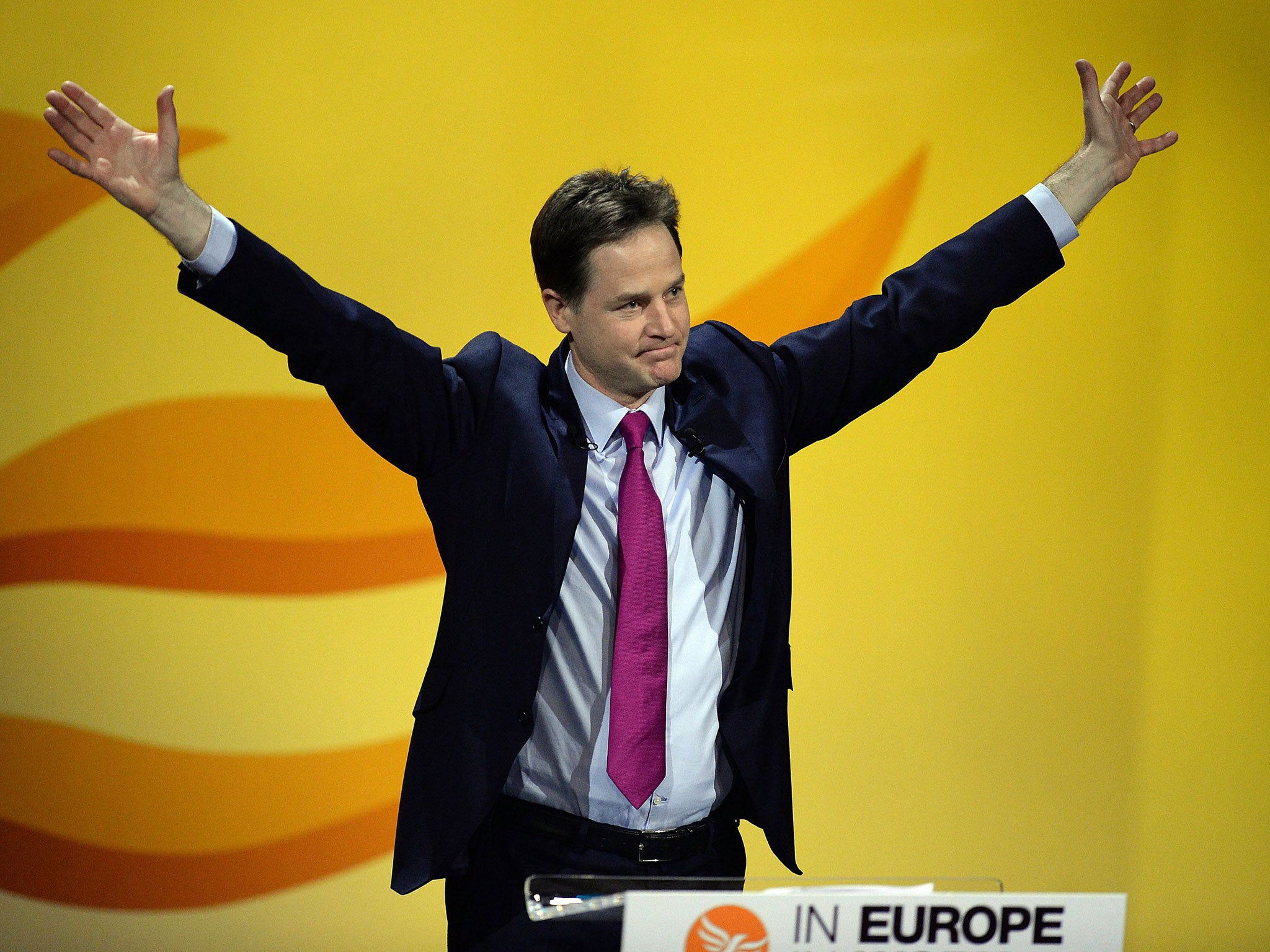 Nick Clegg gives his speech in York