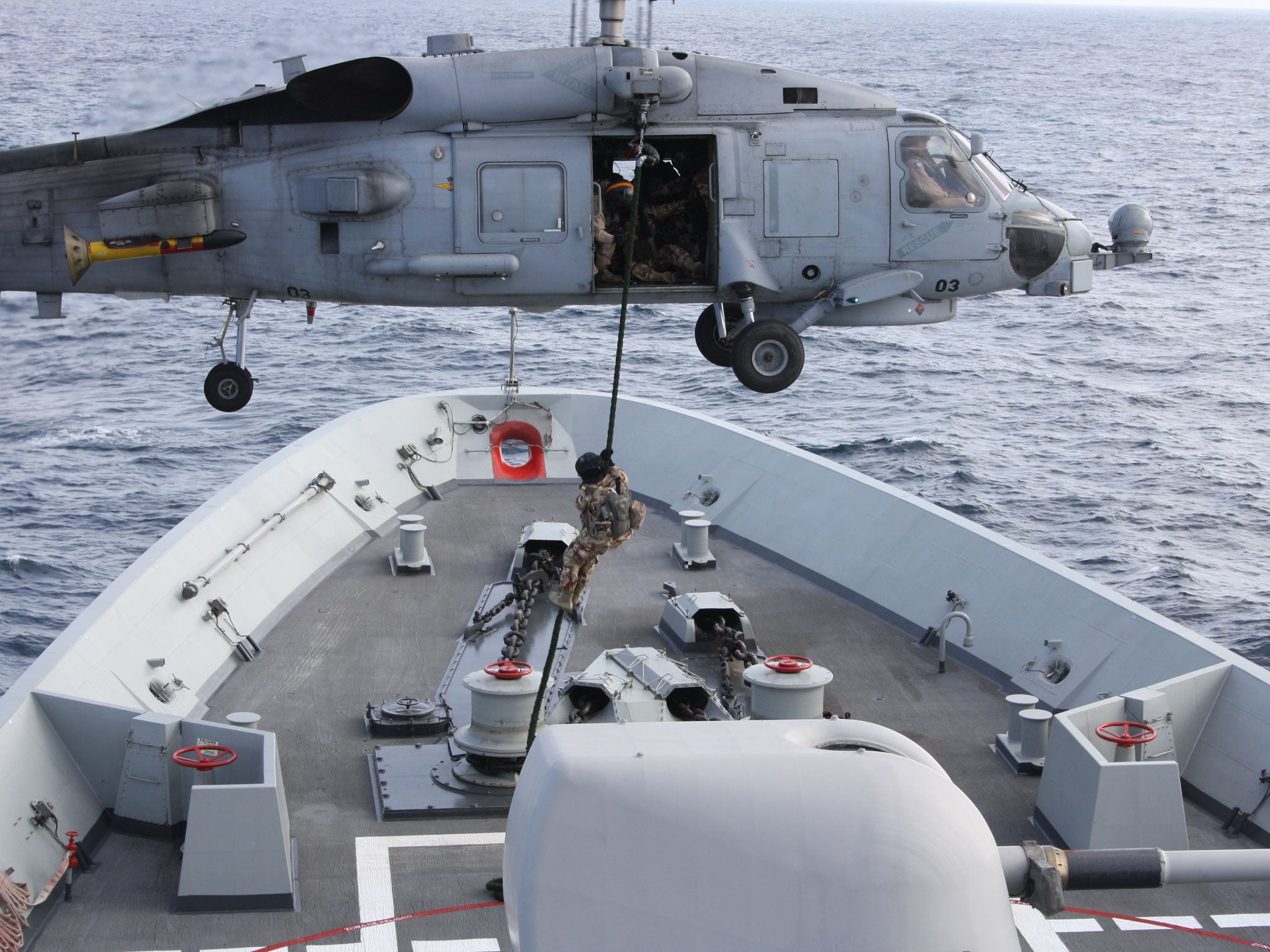 Nato warships and helicopters patrol the Red Sea to protect one of the world’s busiest shipping lanes