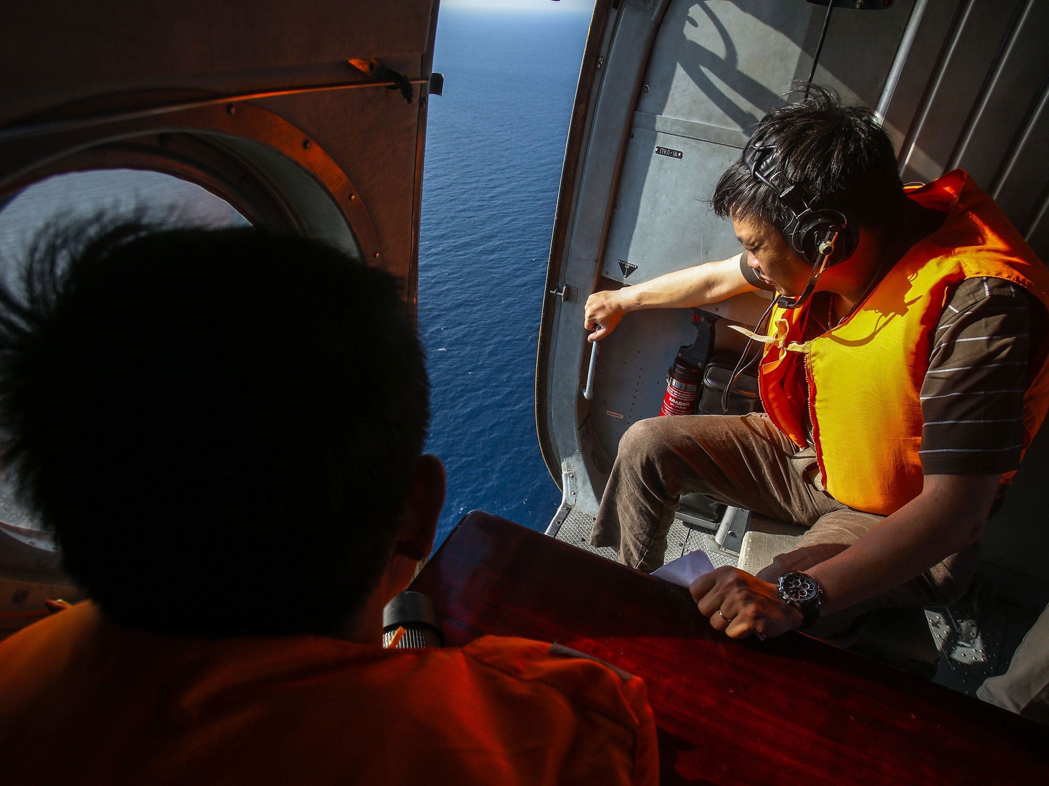 Vietnamese military personnel during a search and rescue mission off Vietnam's Tho Chu island