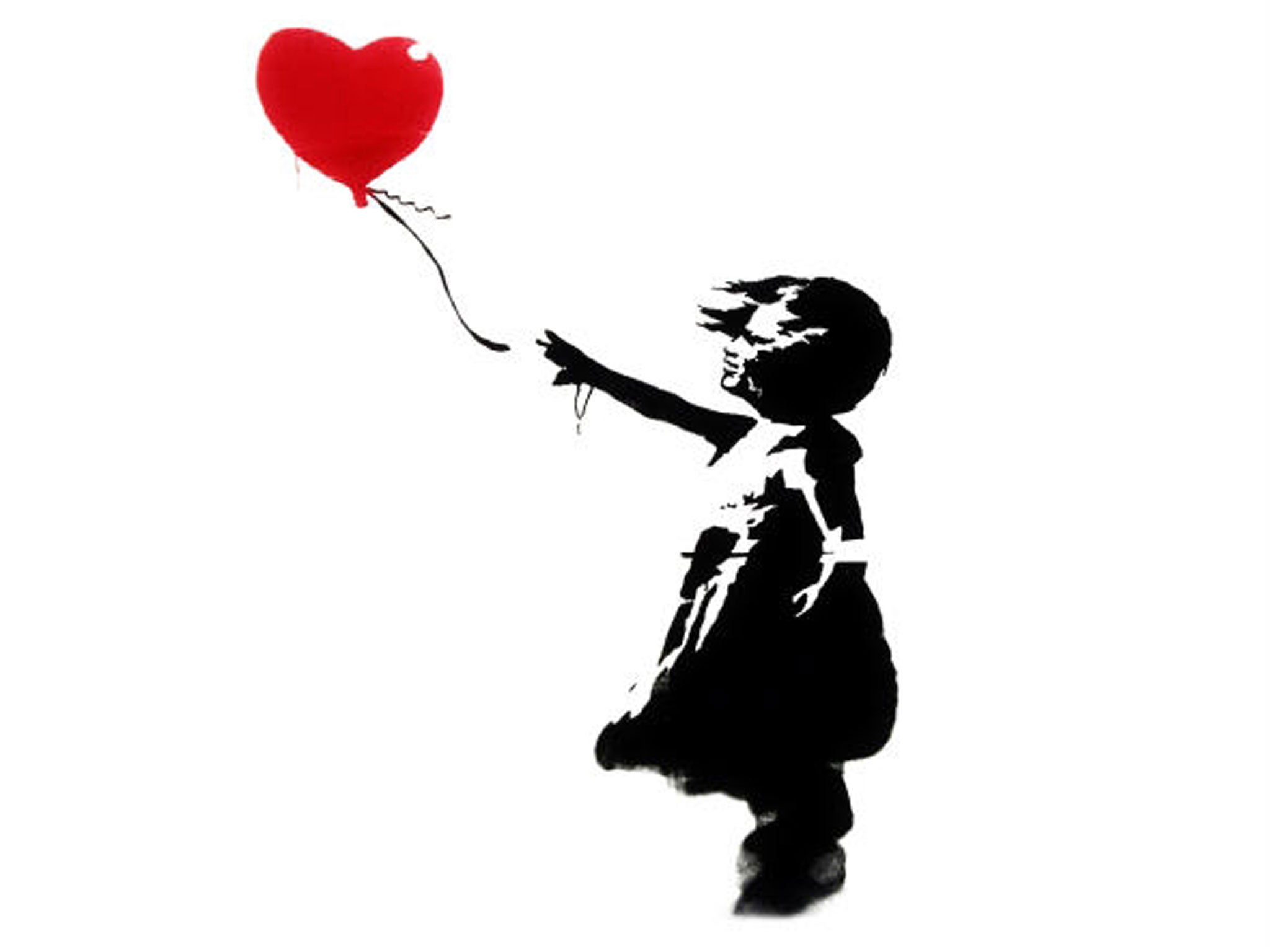 Banksy's original girl with a heart balloon painting from 2002