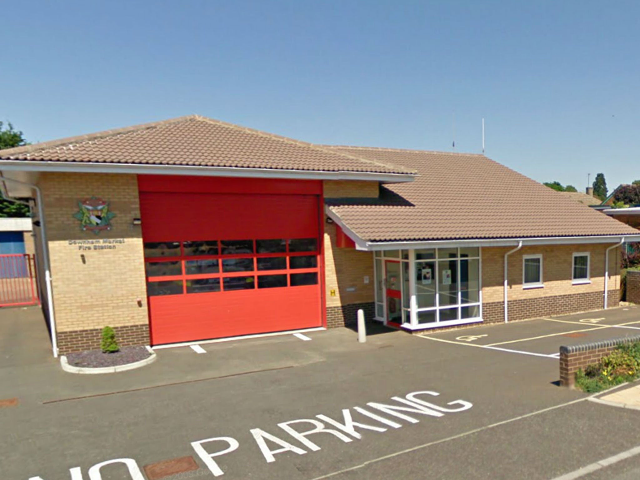 Downham Market Fire Station, on Royston Close, Norfolk, which was burnt in a blaze on Tuesday 11 March