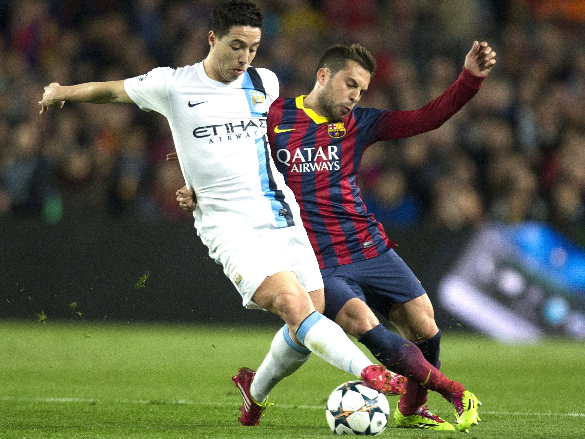 Samir Nasri in action against Barcelona