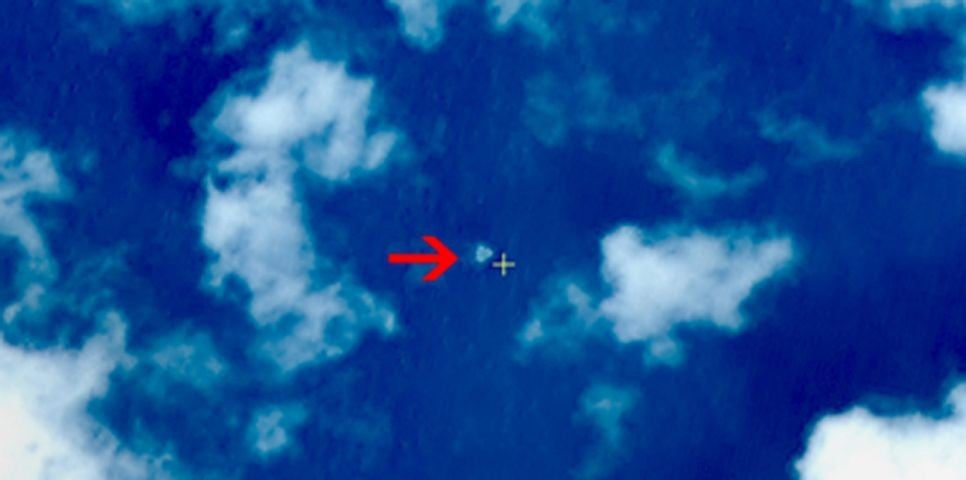 A satellite image showing the suspected crash sea area. Search teams found no sign of any wreckage