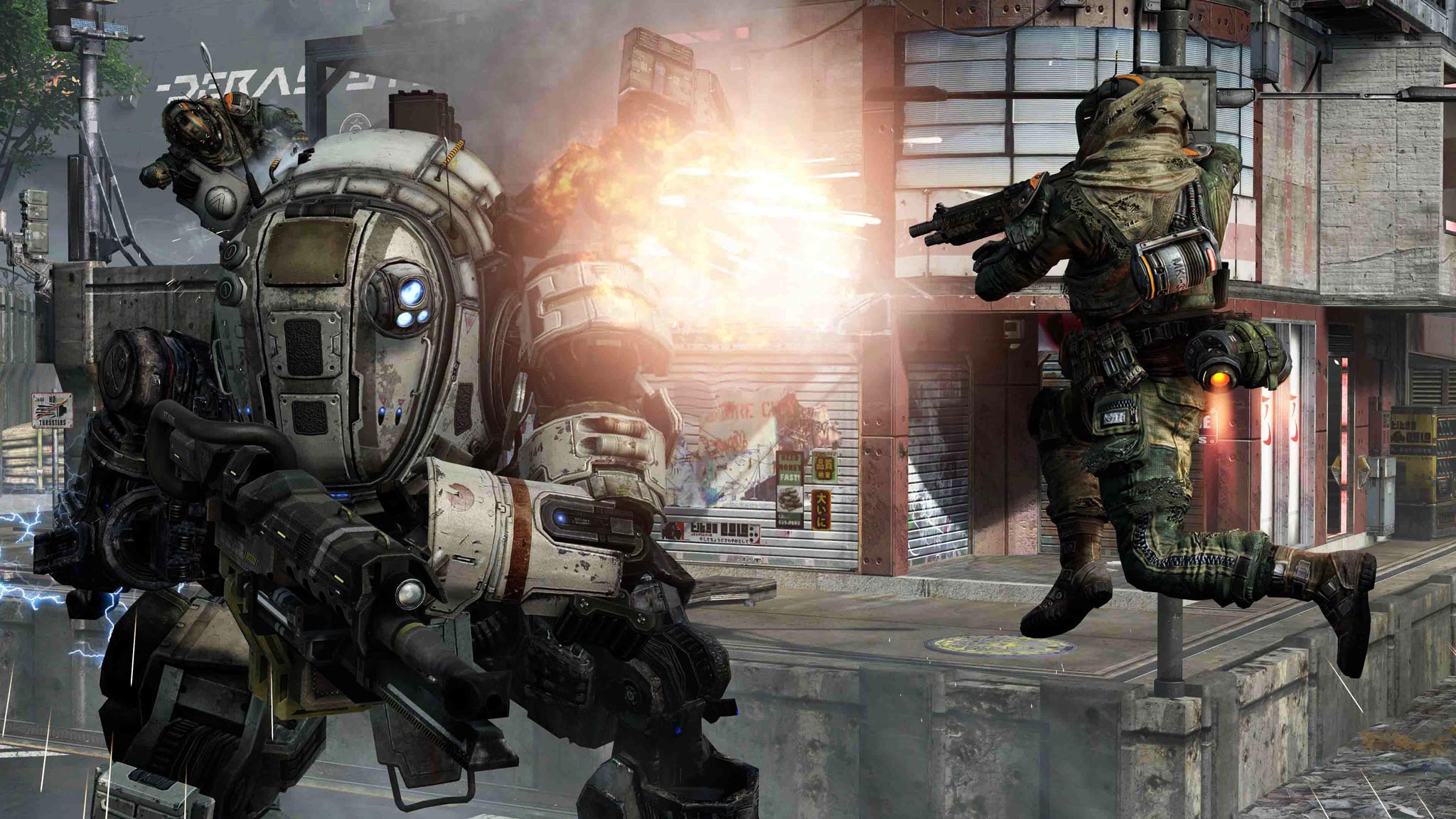 A scene from the video game "Titanfall"