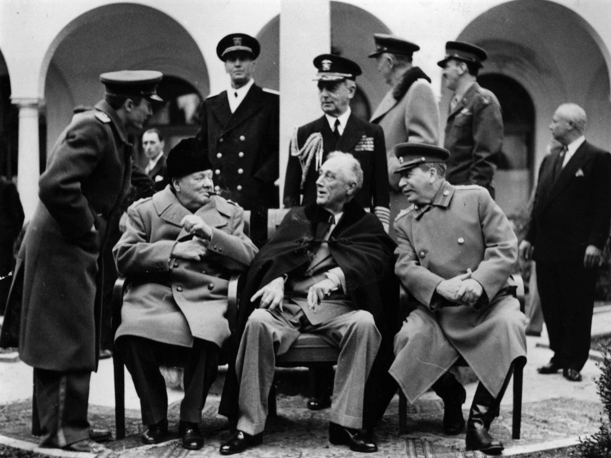 In the grounds of the Livadia Palace, Yalta, during the Three
Power Conference the British wartime Prime Minister Sir Winston Leonard Spencer