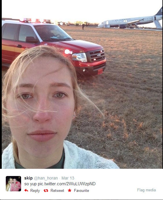 Hannah Udren tweeted the picture after the plane crashed