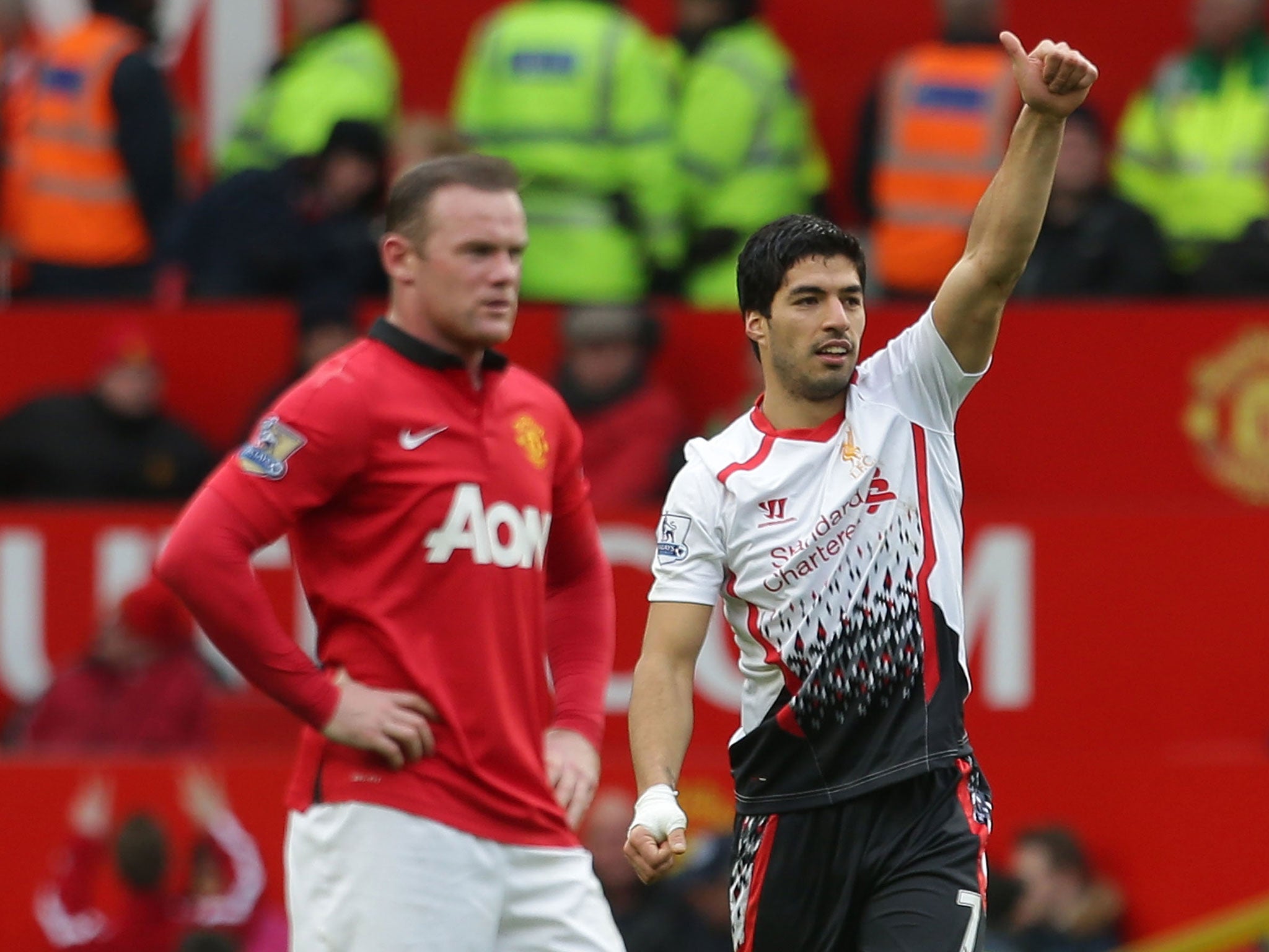 Wayne Rooney looks on during the defeat at Old Trafford