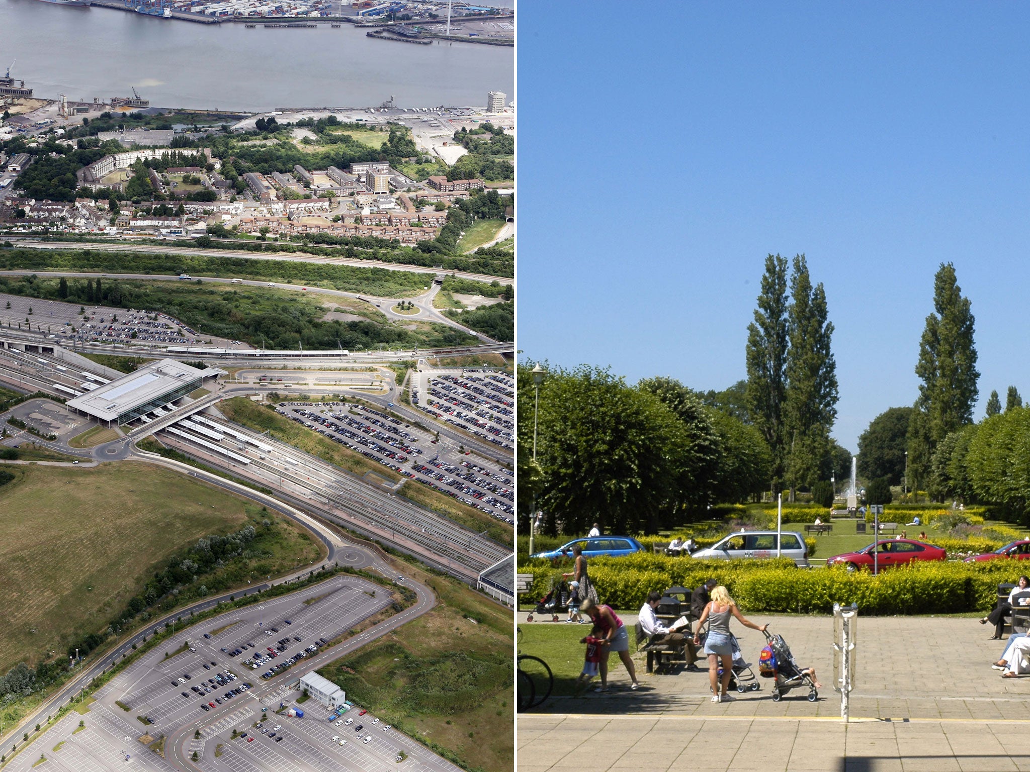 Ebbsfleet, left, could be about to follow in the same footsteps as Welwyn Garden City, right