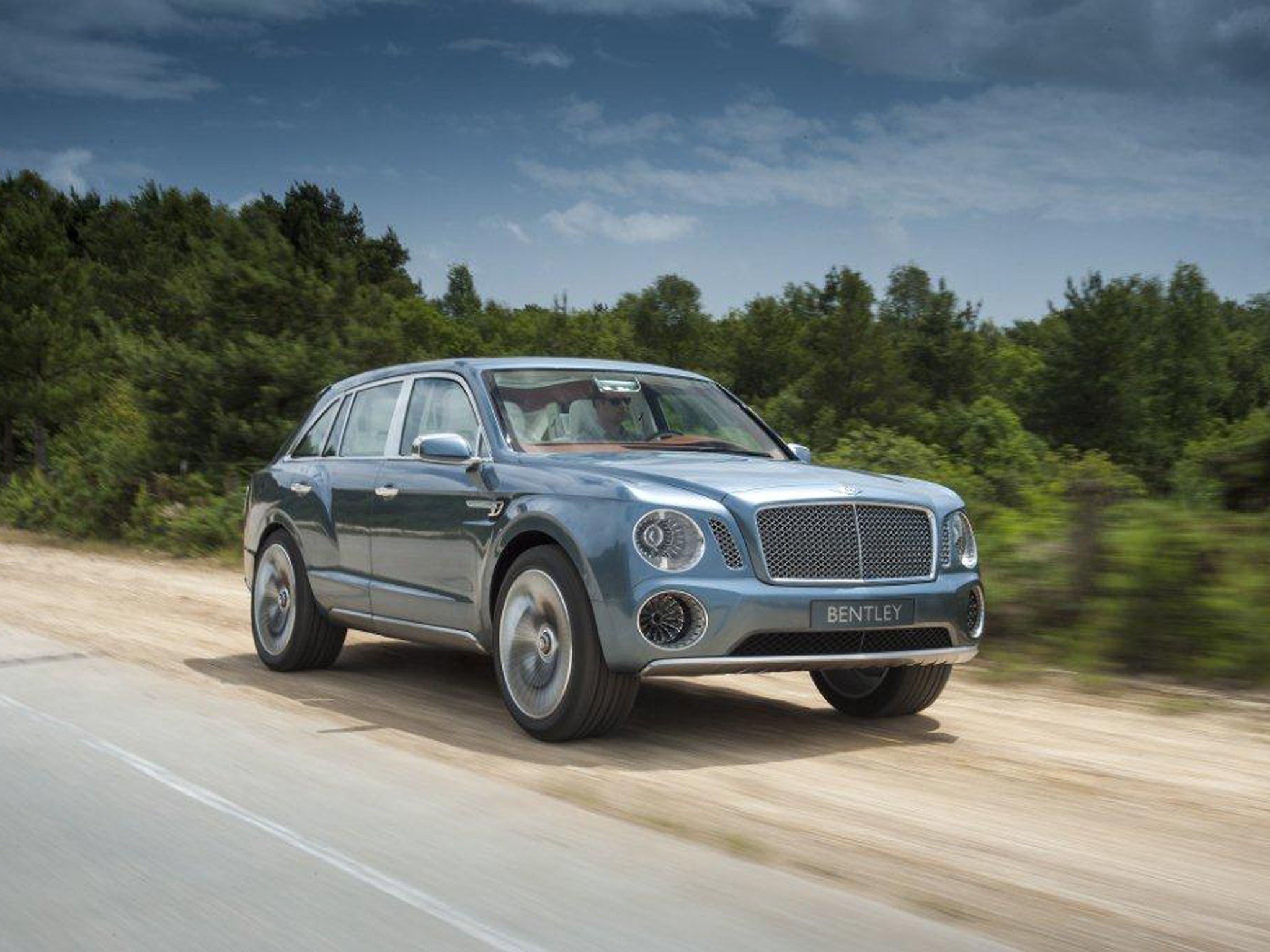 Bentley's EXP 9F concept car.
Model is a good indication of what the Bentley SUV may look like