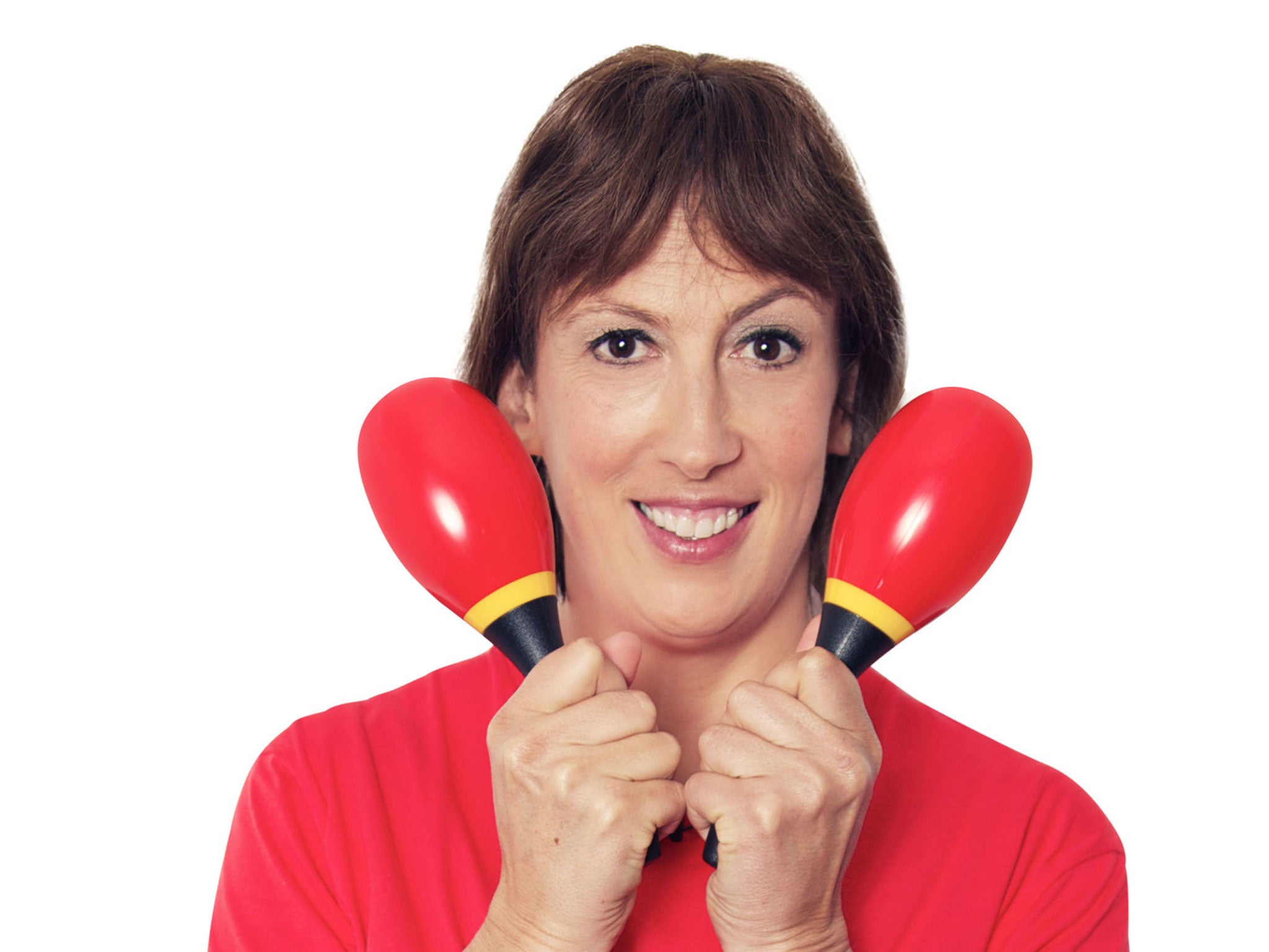 Miranda Hart leads an aerobics work-out