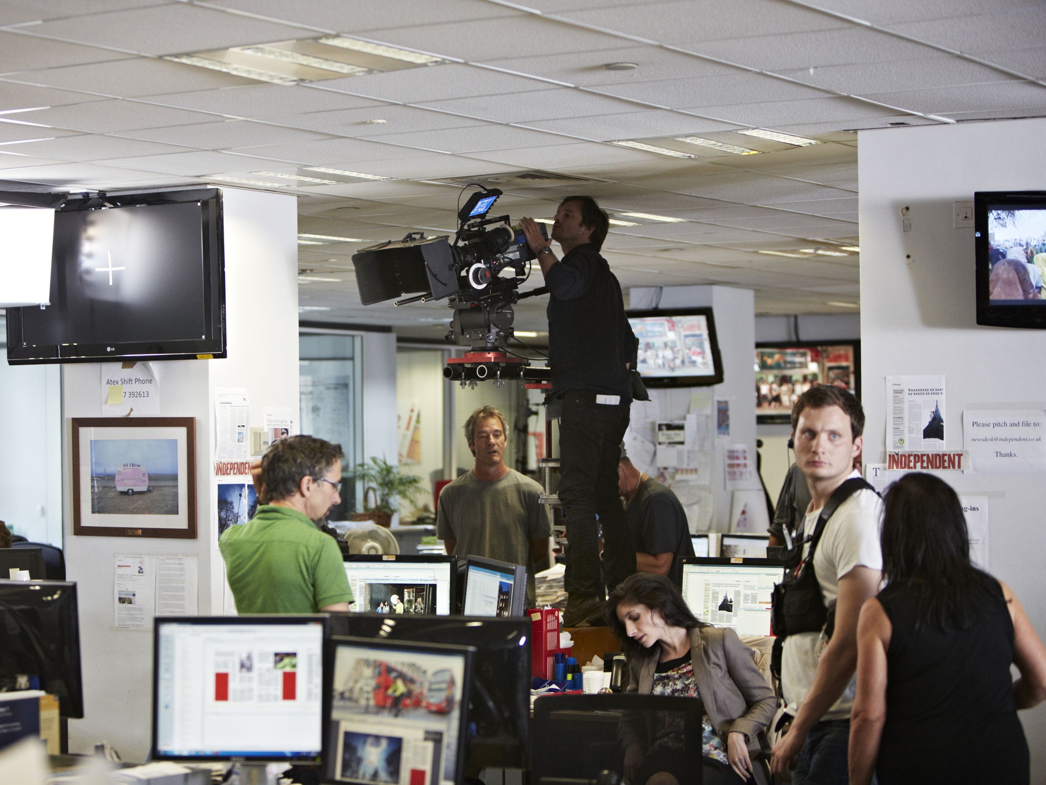 Filming in the Independent offices