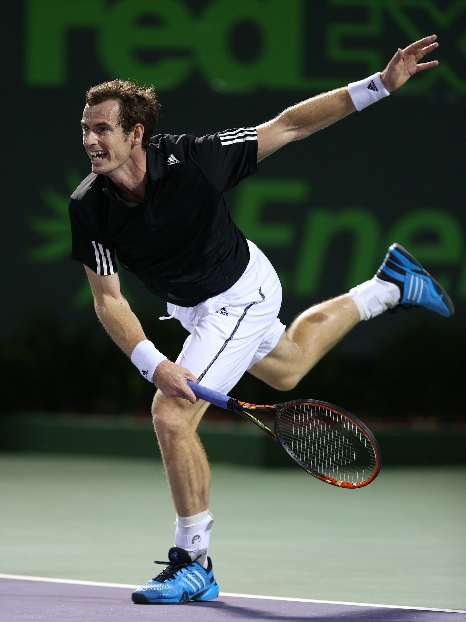 Andy Murray celebrating his win over Matthew Ebden at the Sony Open.