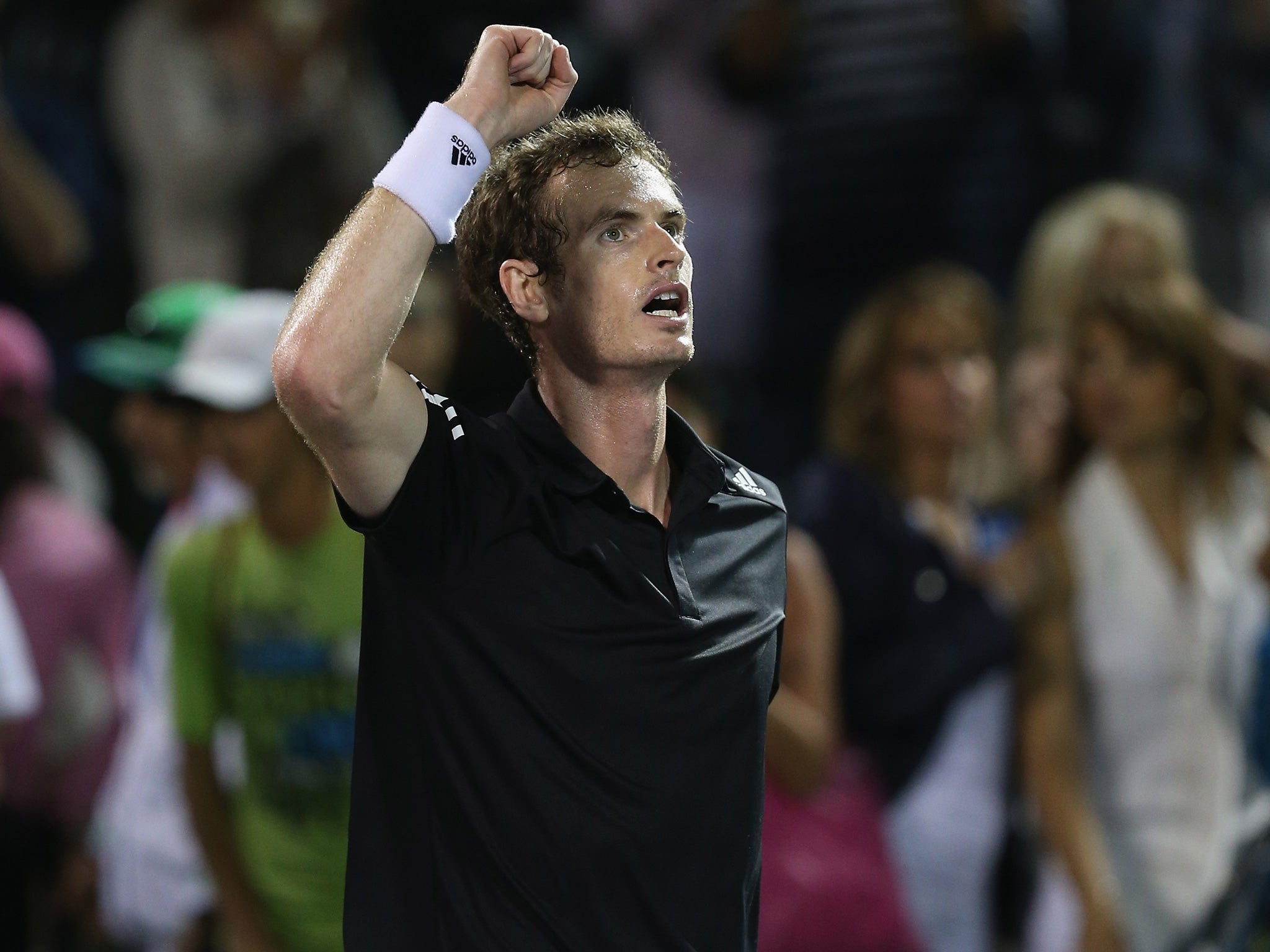 Andy Murray celebrating his win over Matthew Ebden at the Sony Open.