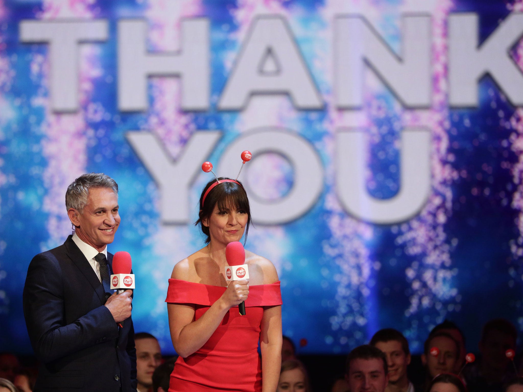 Gary Linker and Davina McCall thank the public for the funds raised