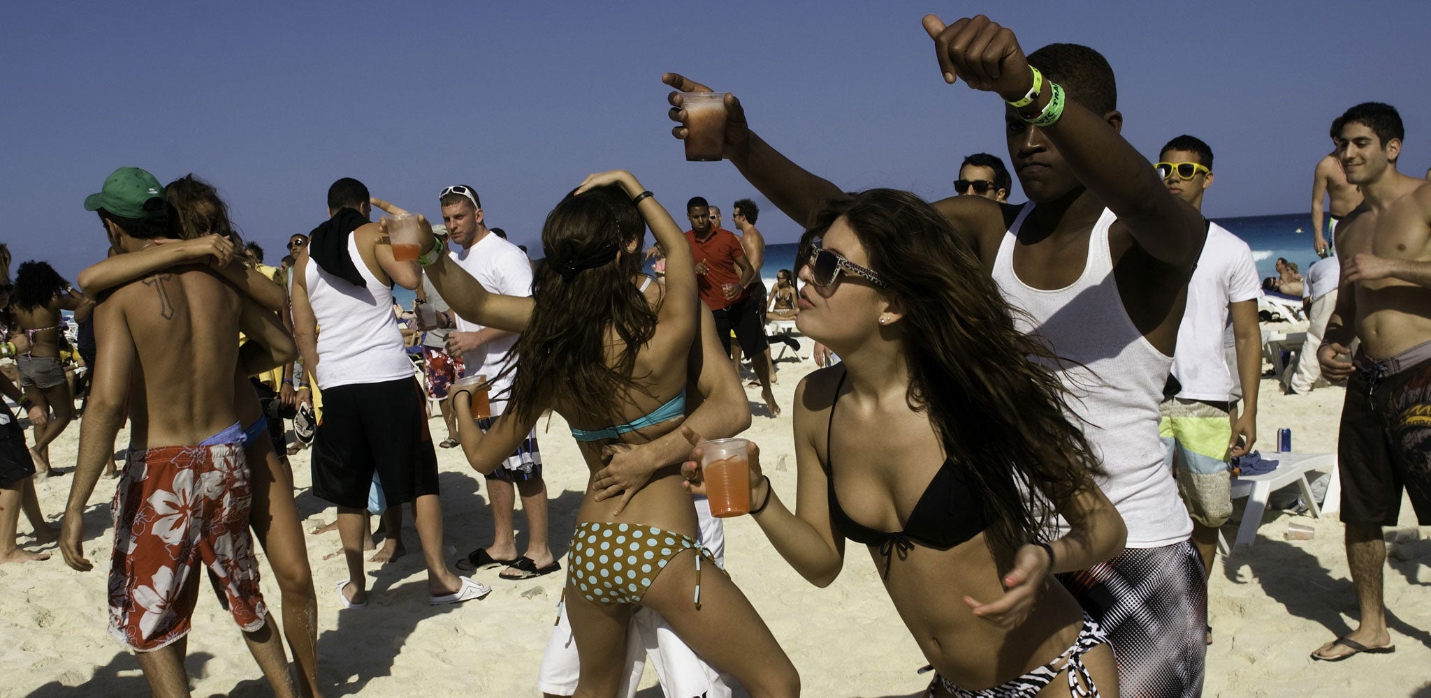 Spring breakers on the beach in Cancun, Mexico, one of the most popular destinations for the traditional students’ rite of passage AFP/Getty