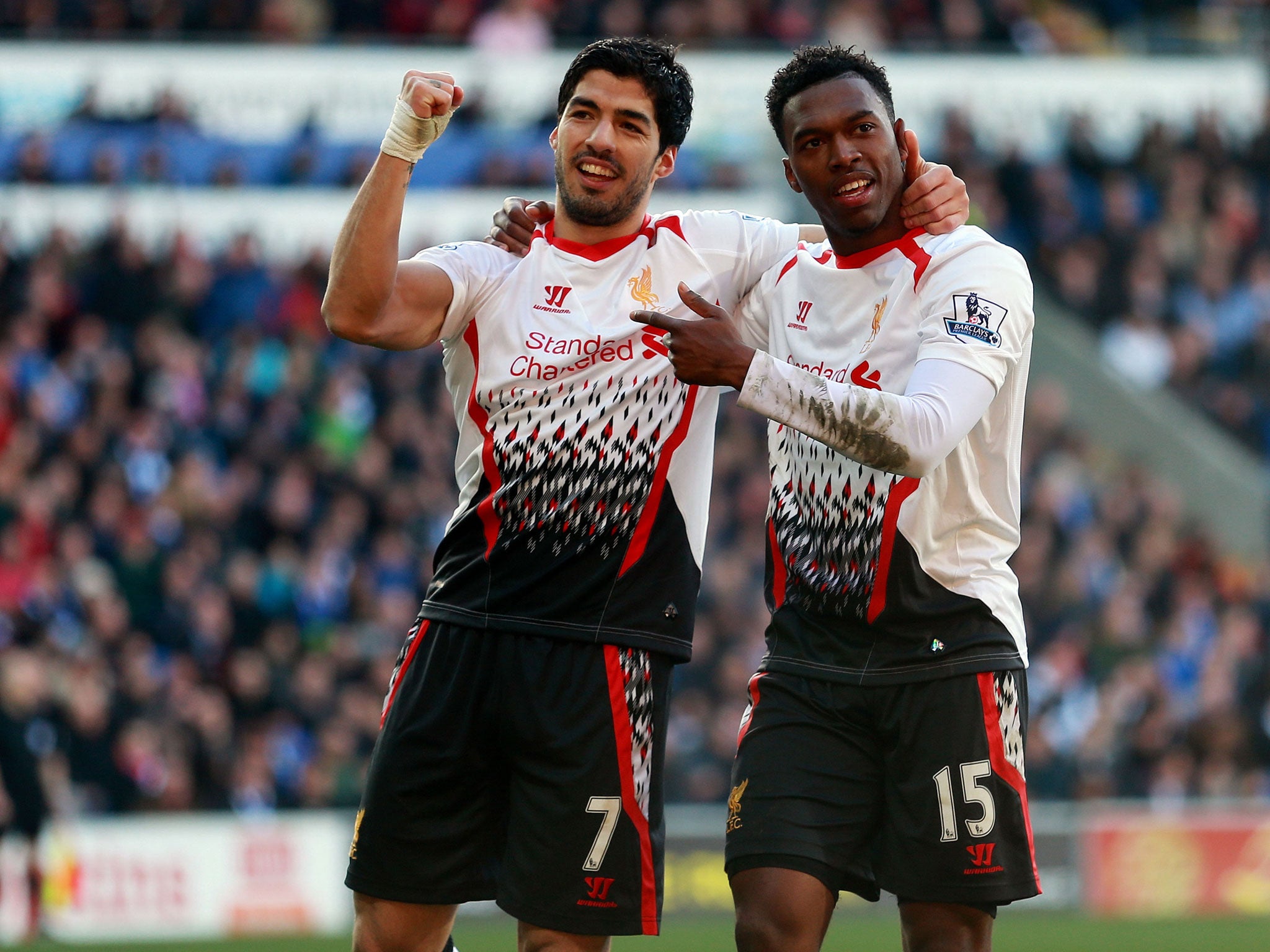 Luis Suarez, left, and Daniel Sturridge, right