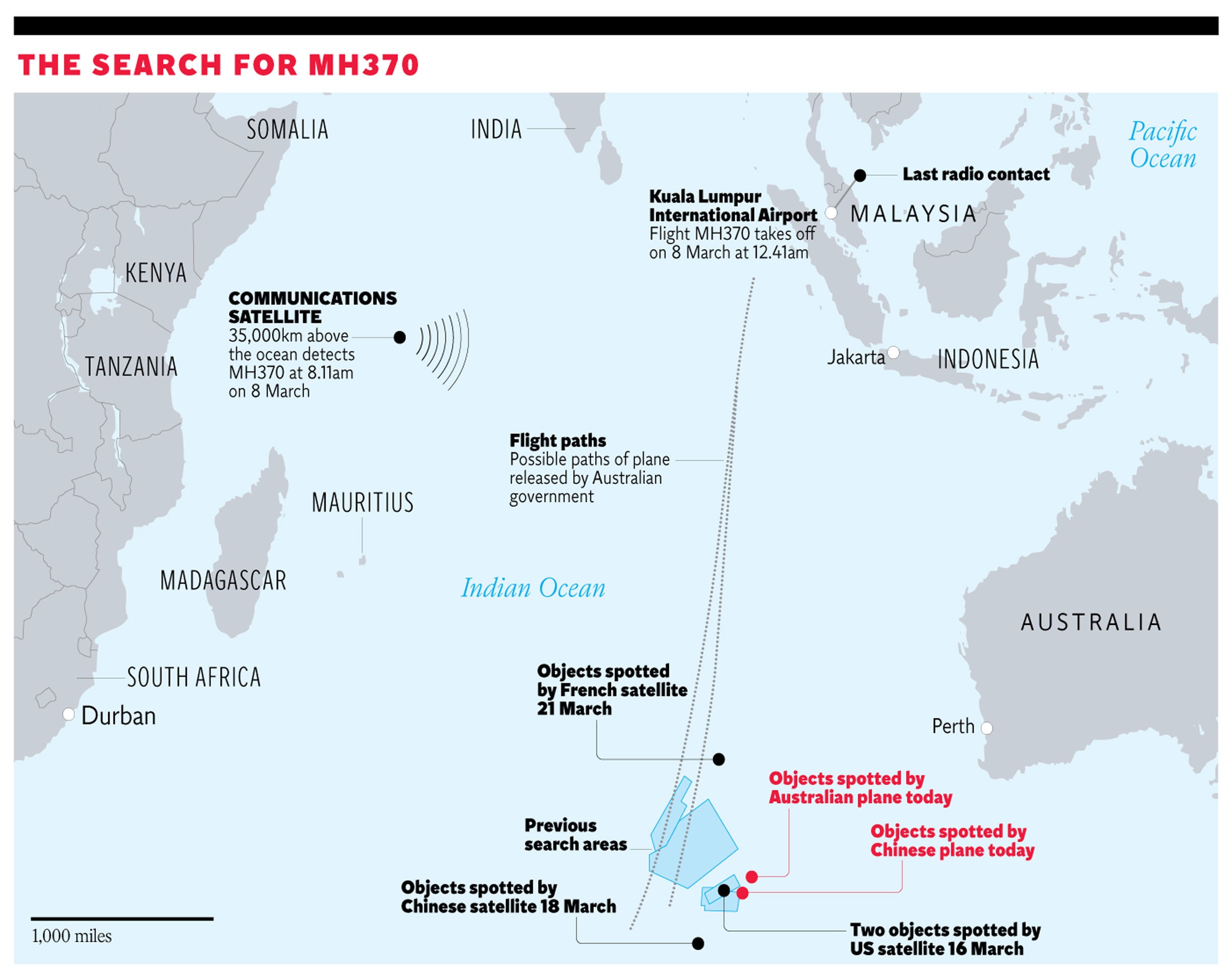 A map of the search for the Boeing 777 plane