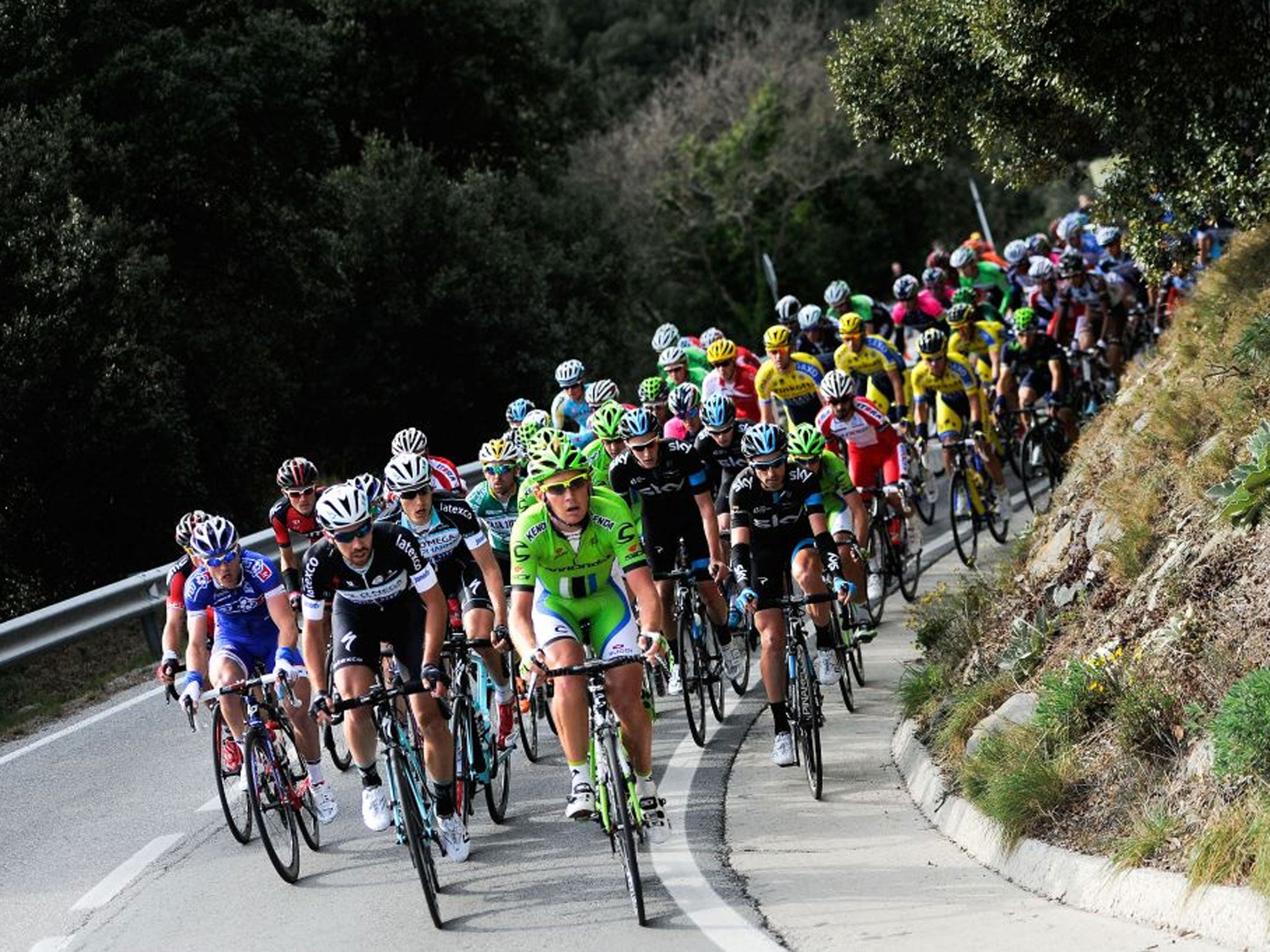 The peleton during the Stage 1 of the Volta a Catalunya