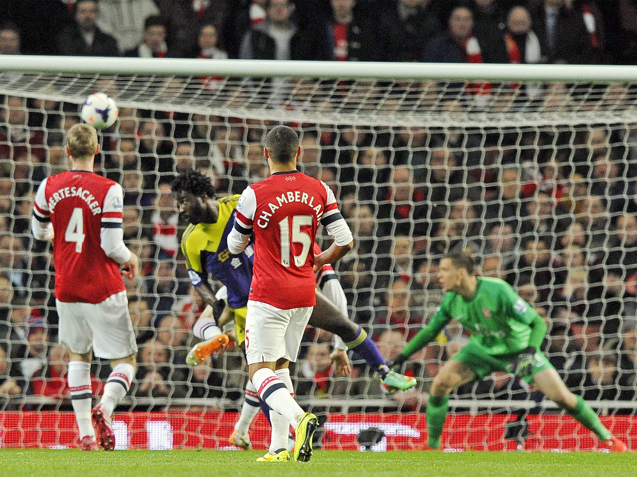 Wilfried Bony uses his head to give Swansea the lead