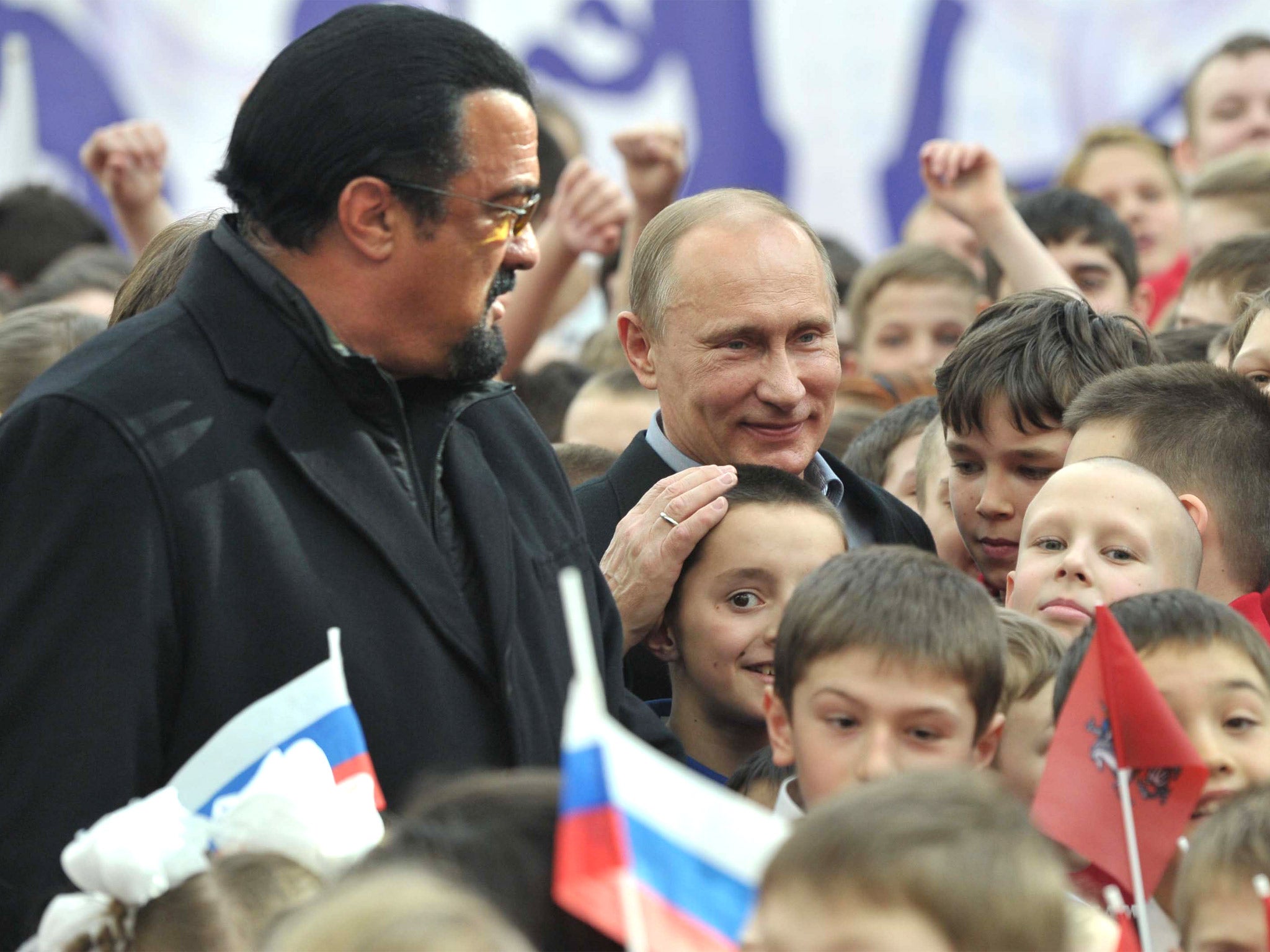 Seagal pictured with Vladimir Putin at a Moscow martial arts school last year