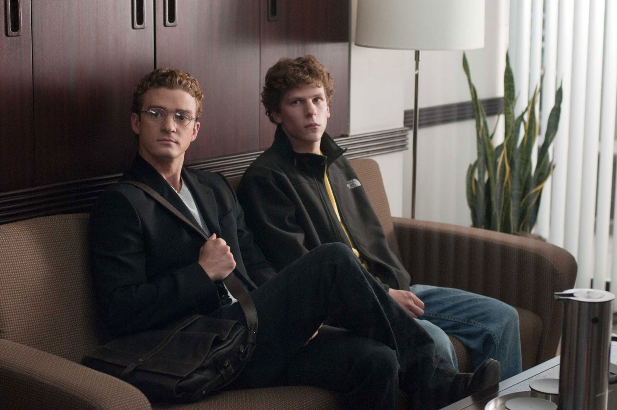 Jesse Eisenberg (right) and Justin Timberlake in 'The Social Network'