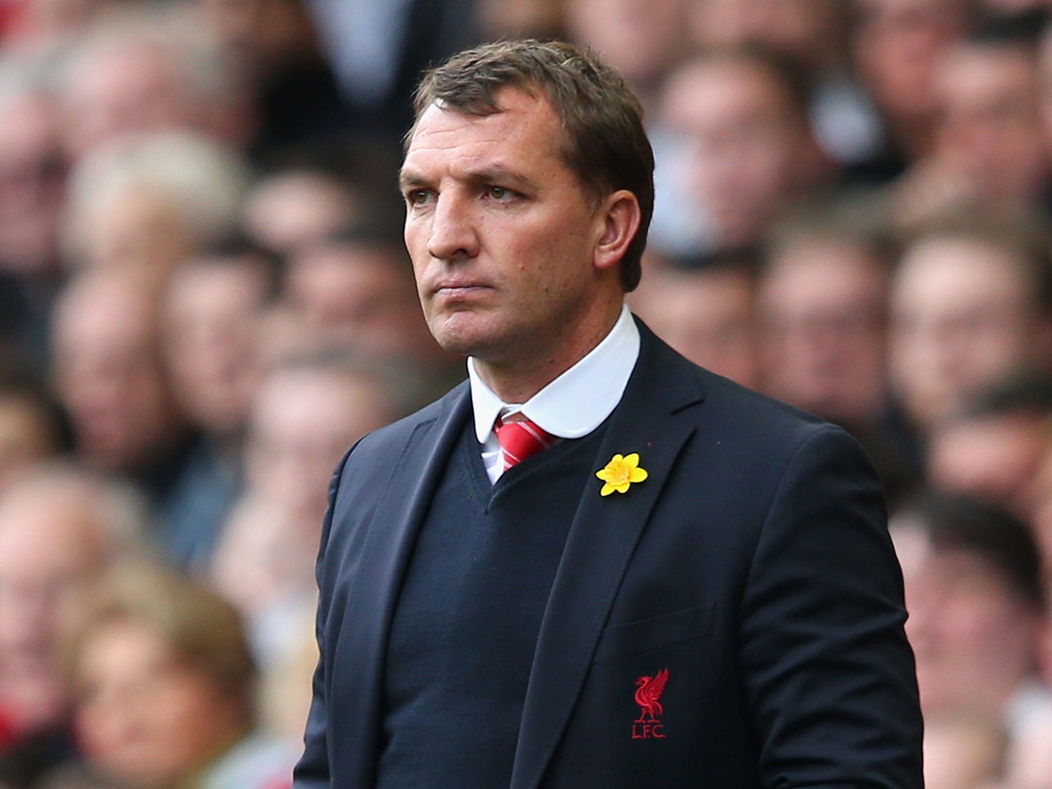 Brendan Rodgers looks on from the touchline