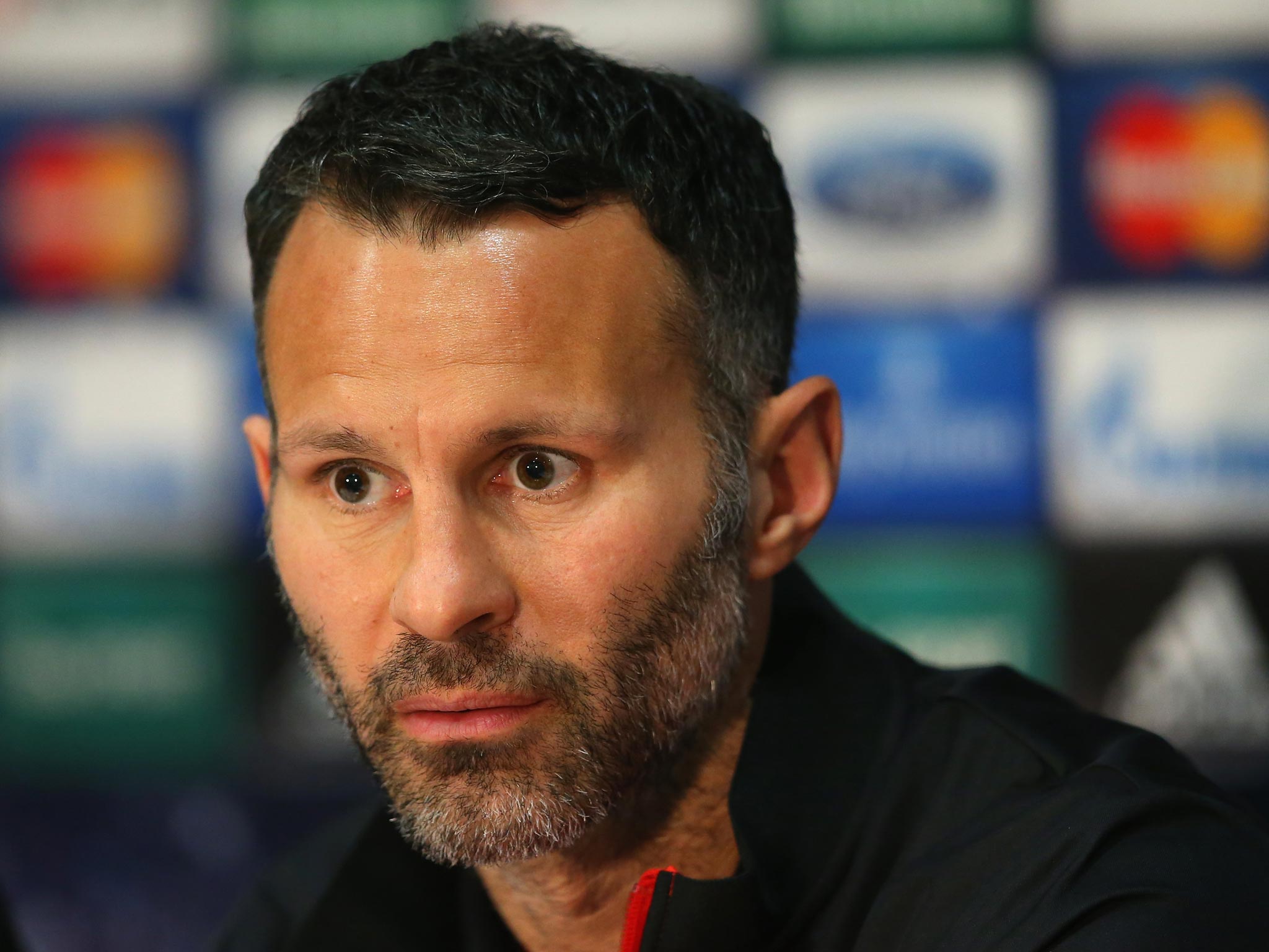 Ryan Giggs speaks to reporters yesterday