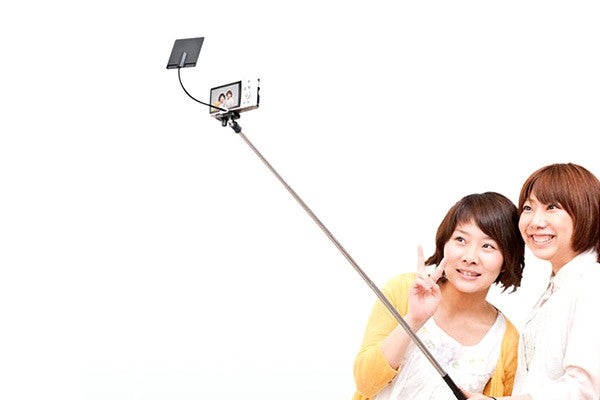 Selfie sticks come with a convenient vanity mirror