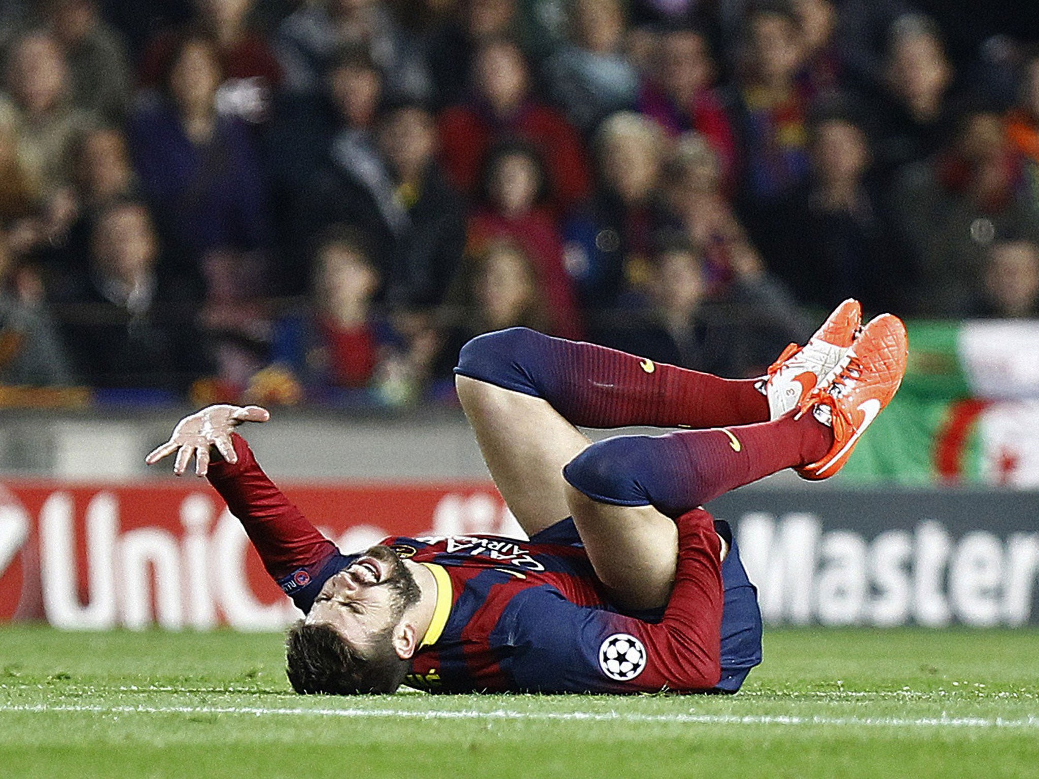 Pique broke down in the 1-1 draw with Atletico Madrid after suffering a hairline fracture in his pelvis