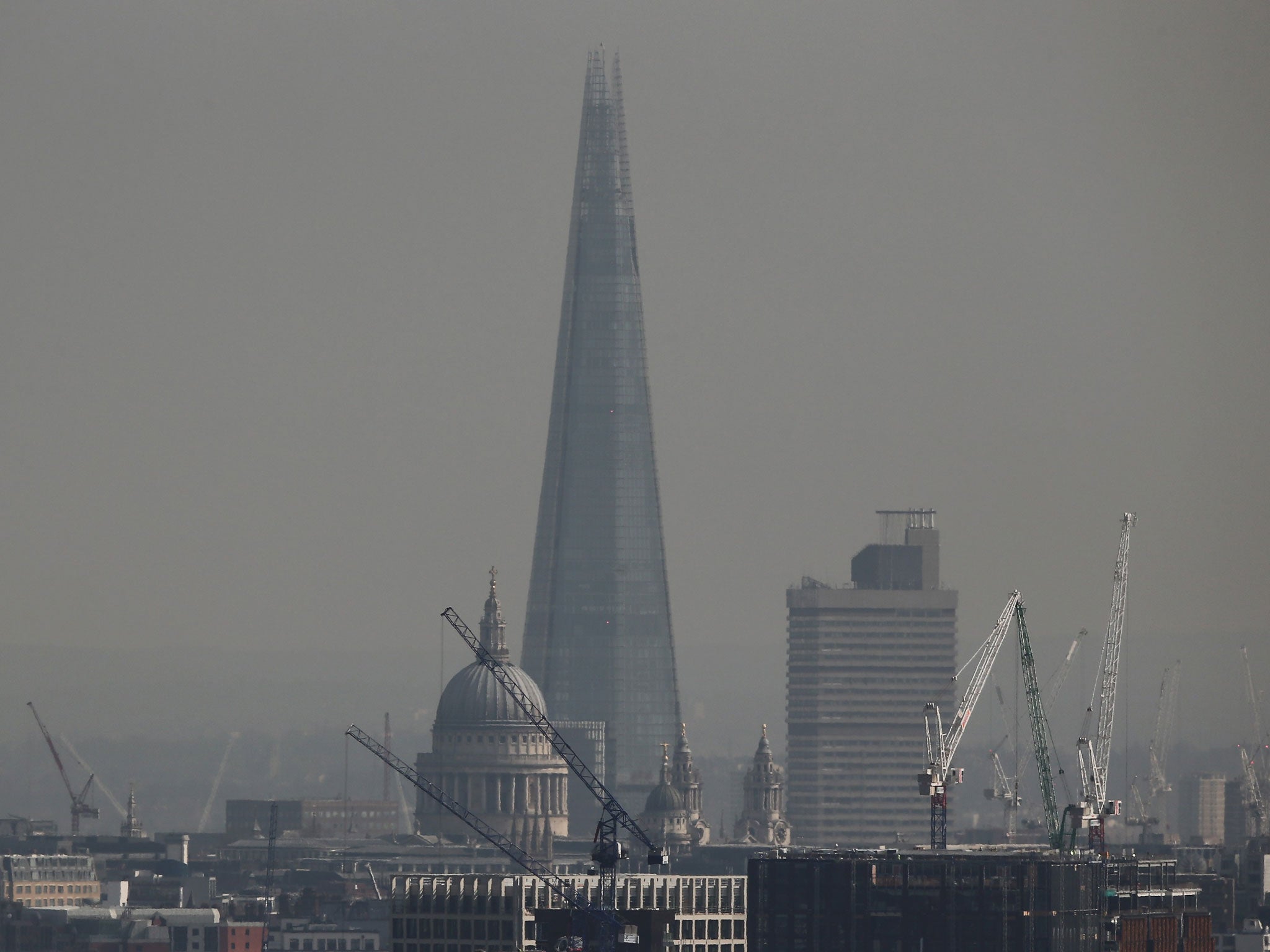 The Shard and St Paul's Cathedral from Hampstead Heath in London