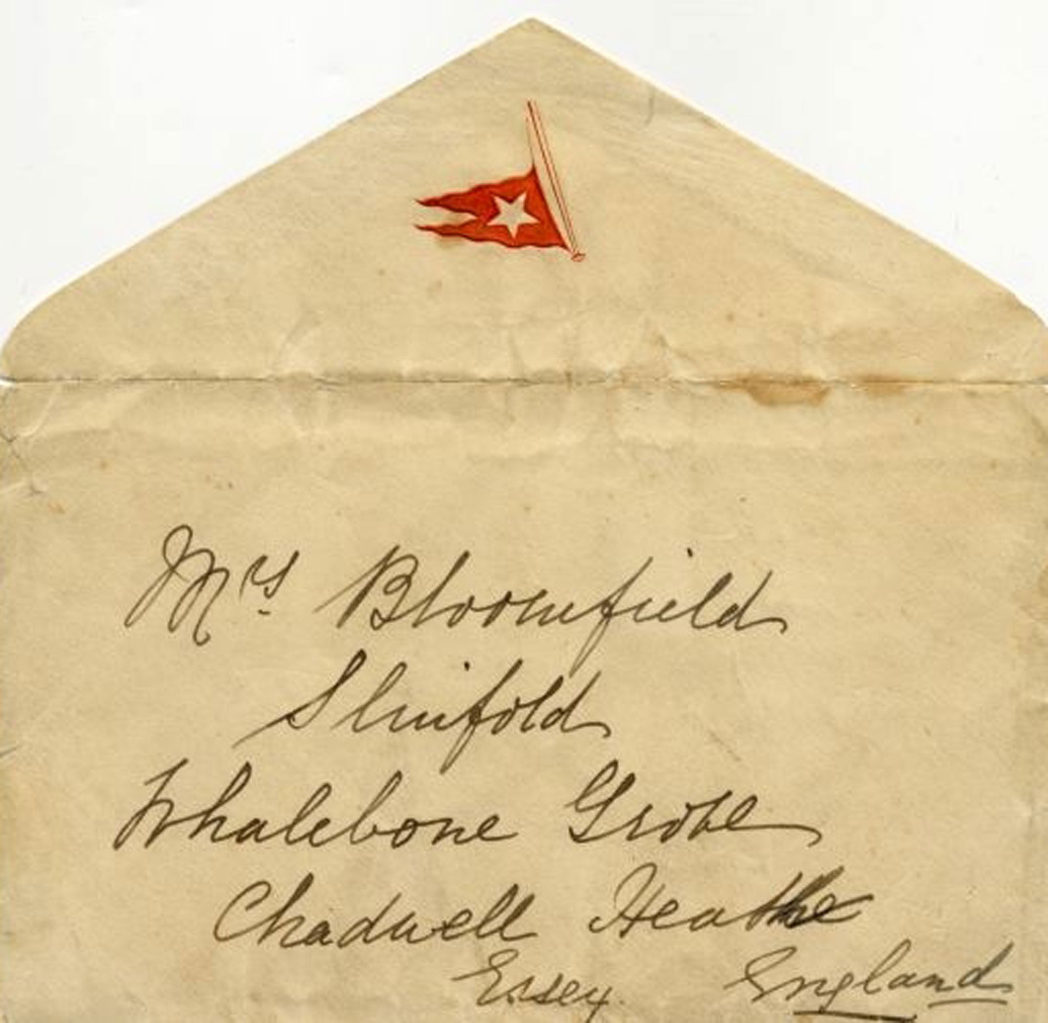 The envelope of the letter written by Mrs Hart