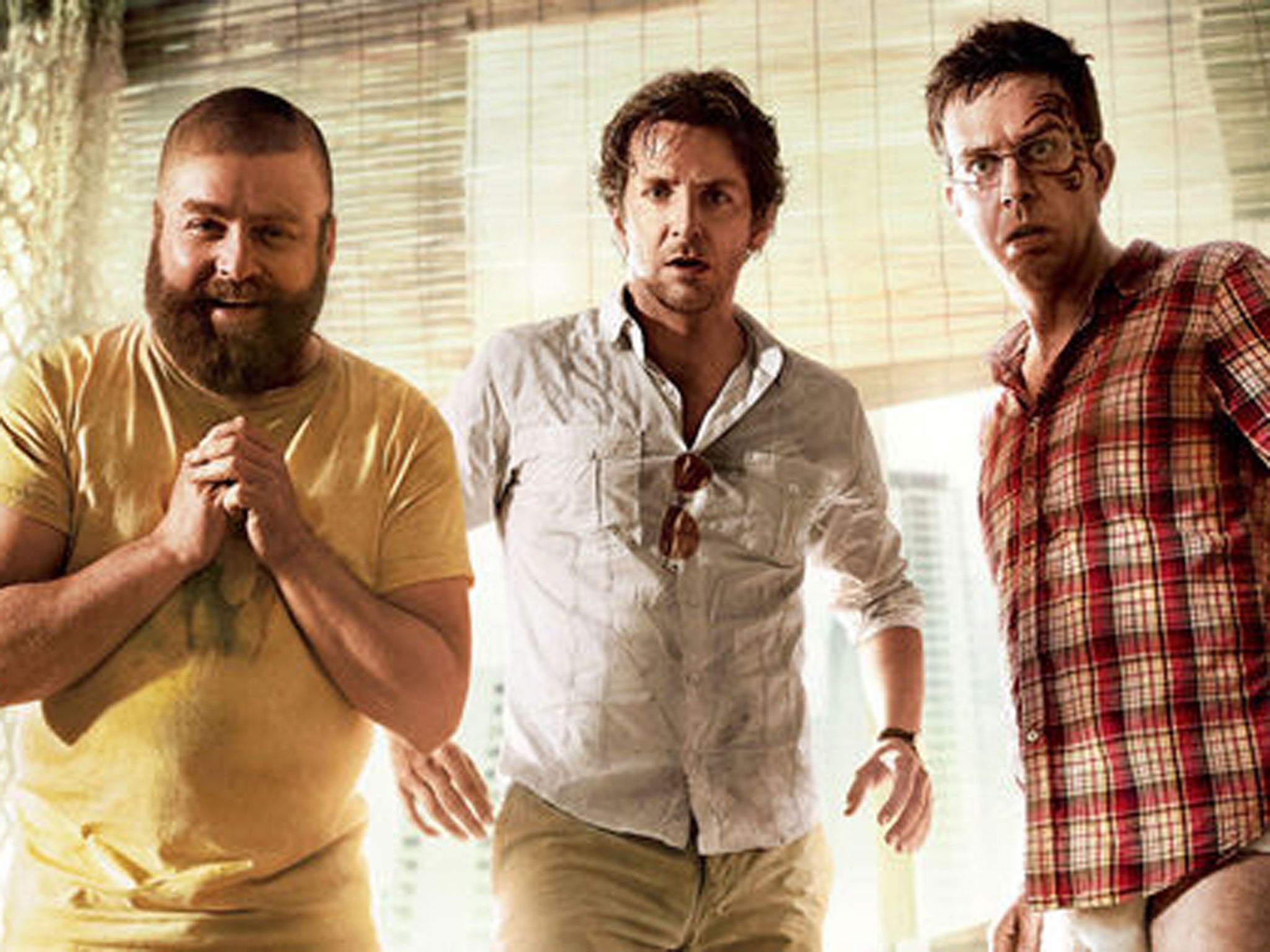 &#13;
Zach Galifianakis with Bradley Cooper and Ed Helms in The Hangover Part III&#13;