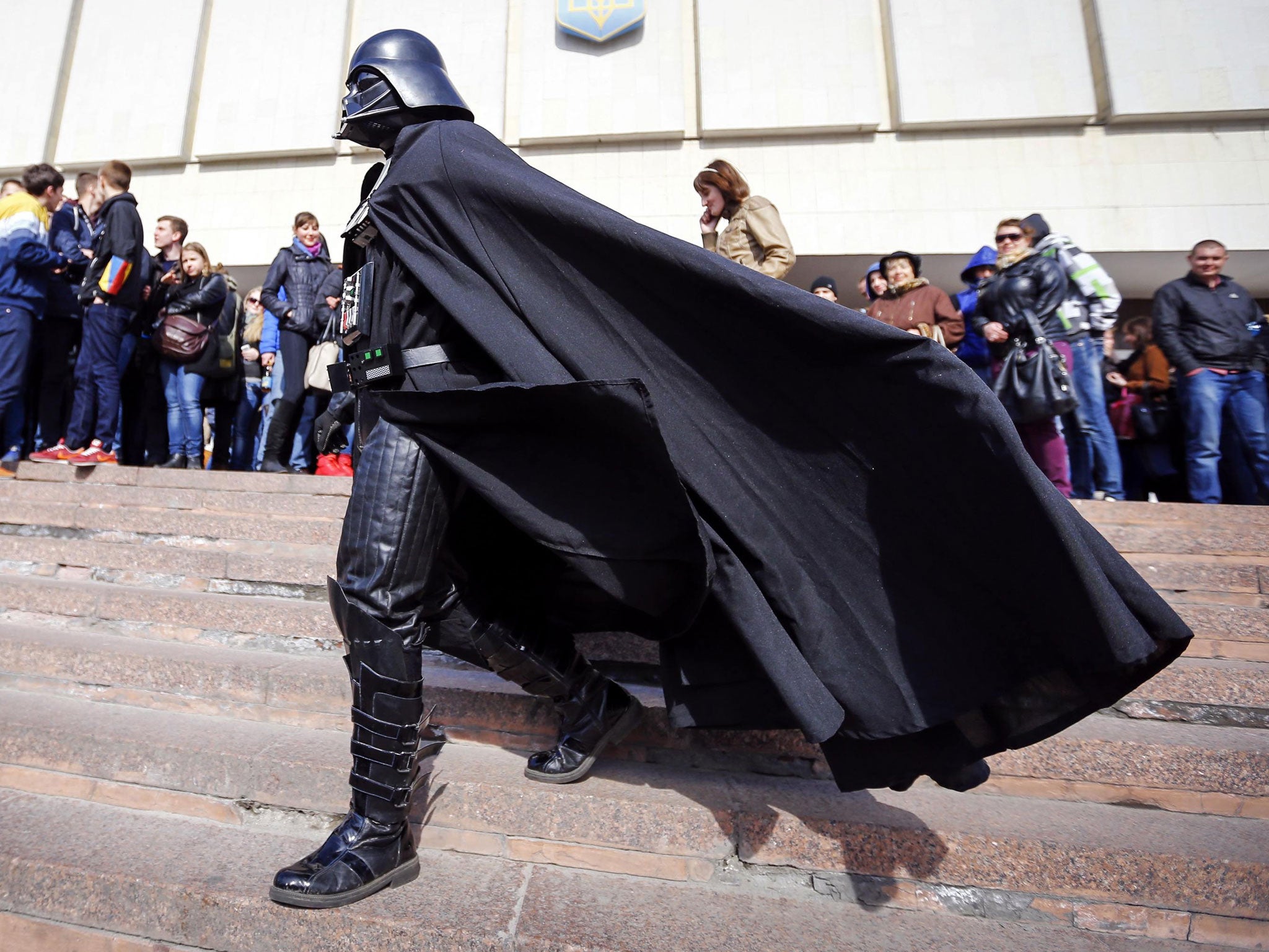 'Darth Vader', the leader of the Internet Party of Ukraine, in Kiev back in May